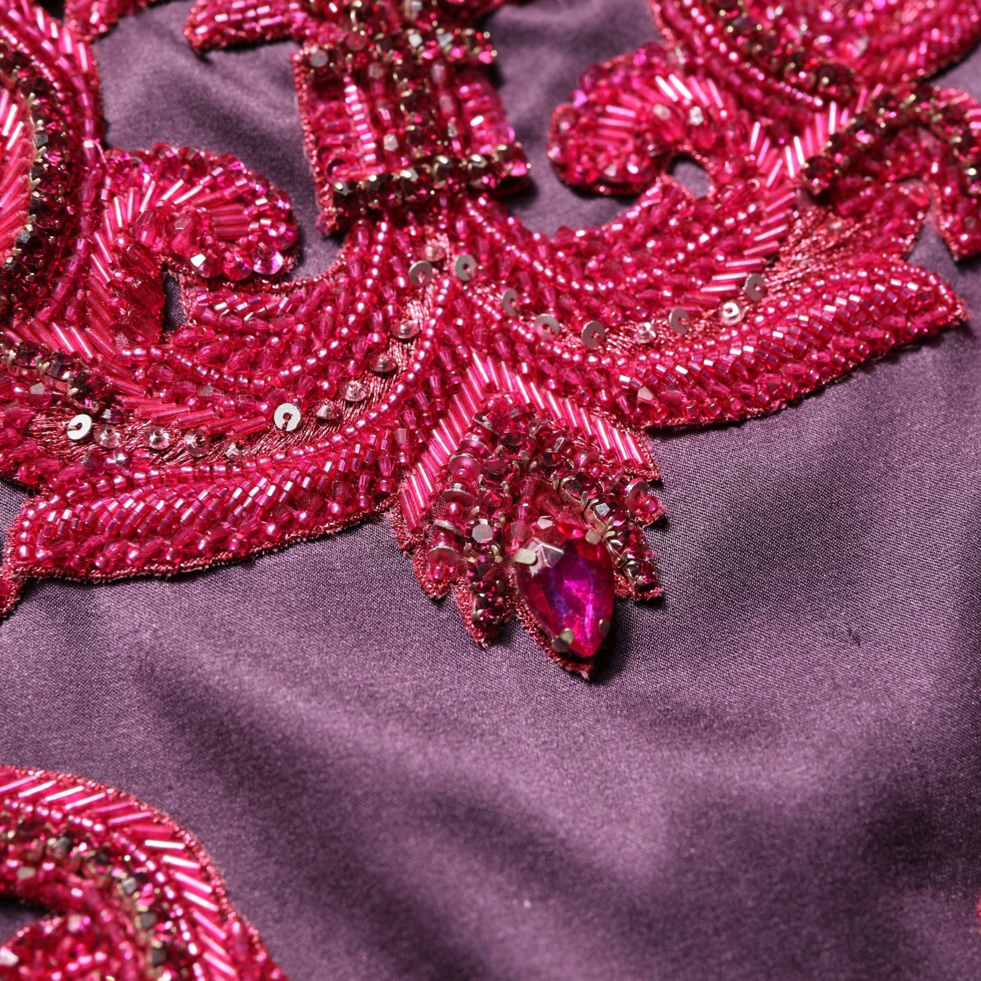 Dolce & Gabbana Purple Silk Crystal Strapless Floor Length Gown Dress