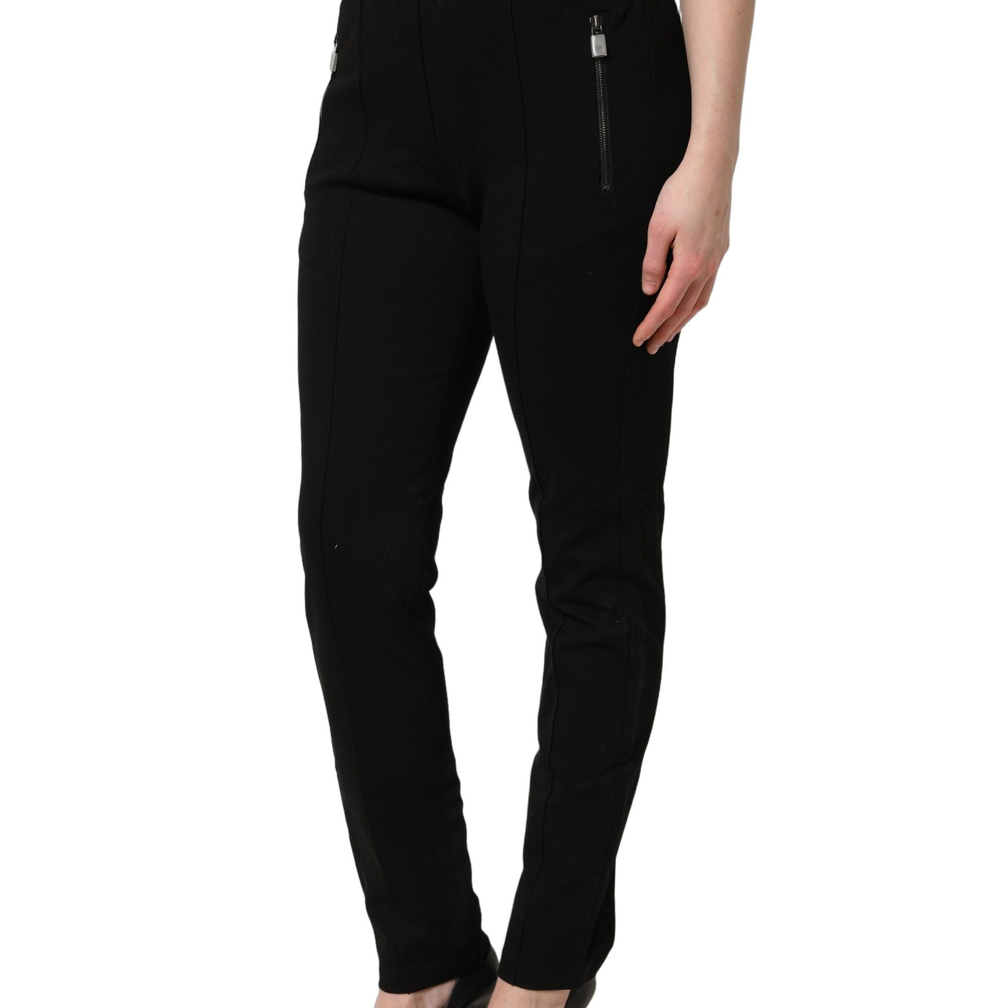 Dolce & Gabbana Black Viscose Mid Waist Skinny Trouser Pants