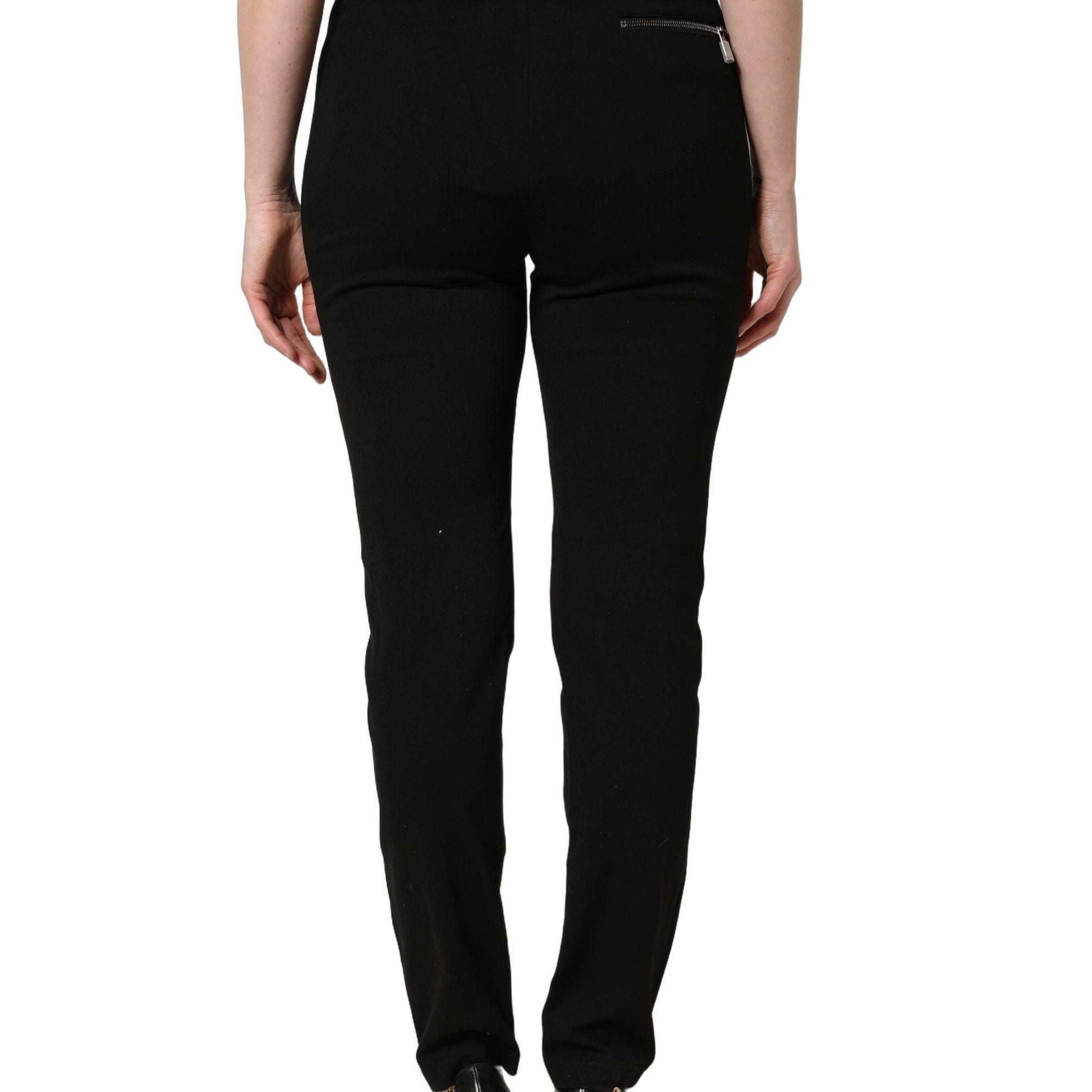 Dolce & Gabbana Black Viscose Mid Waist Skinny Trouser Pants