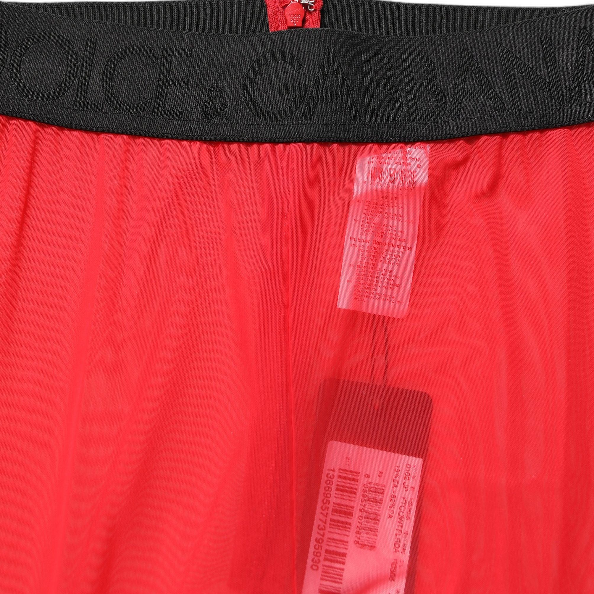 Dolce & Gabbana Red Nylon Stretch Slim Legging Trouser Pants