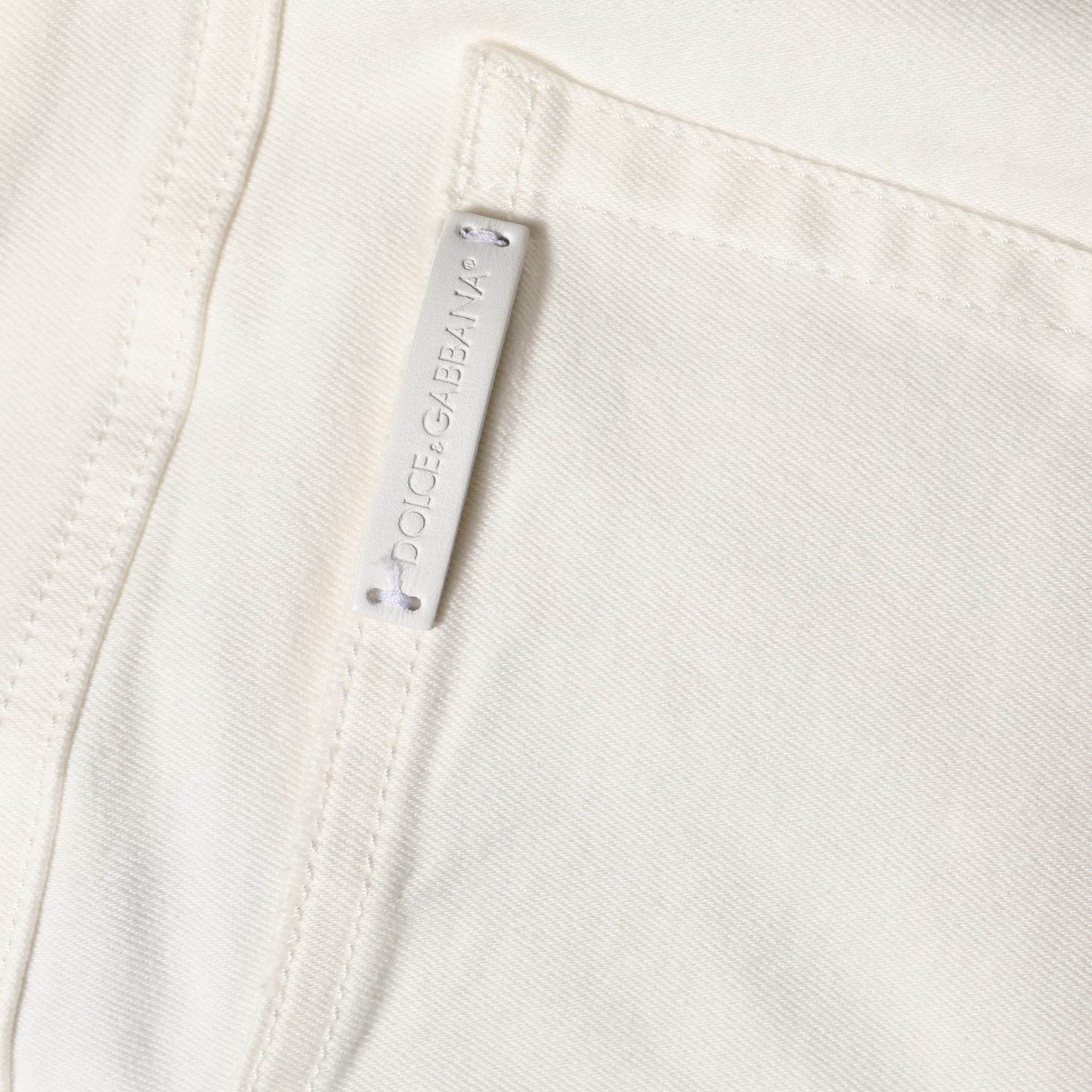 Dolce & Gabbana White Tattered Skinny Cotton Denim Jeans