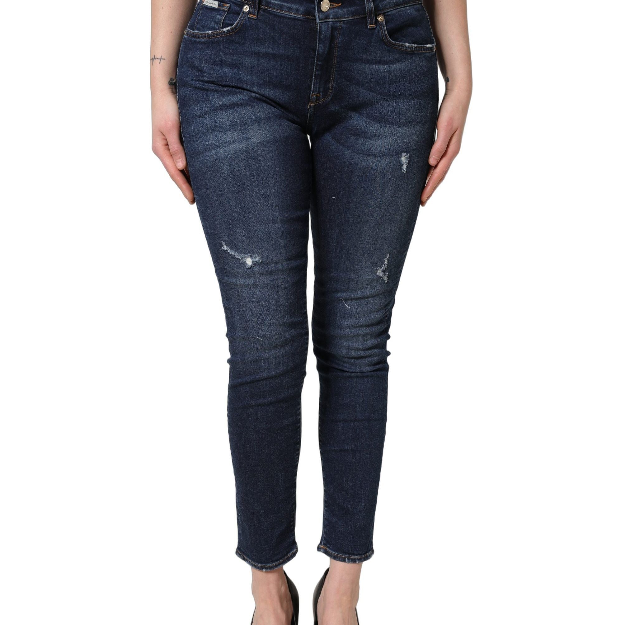 Dolce & Gabbana Blue Distressed Skinny Cotton Denim Jeans