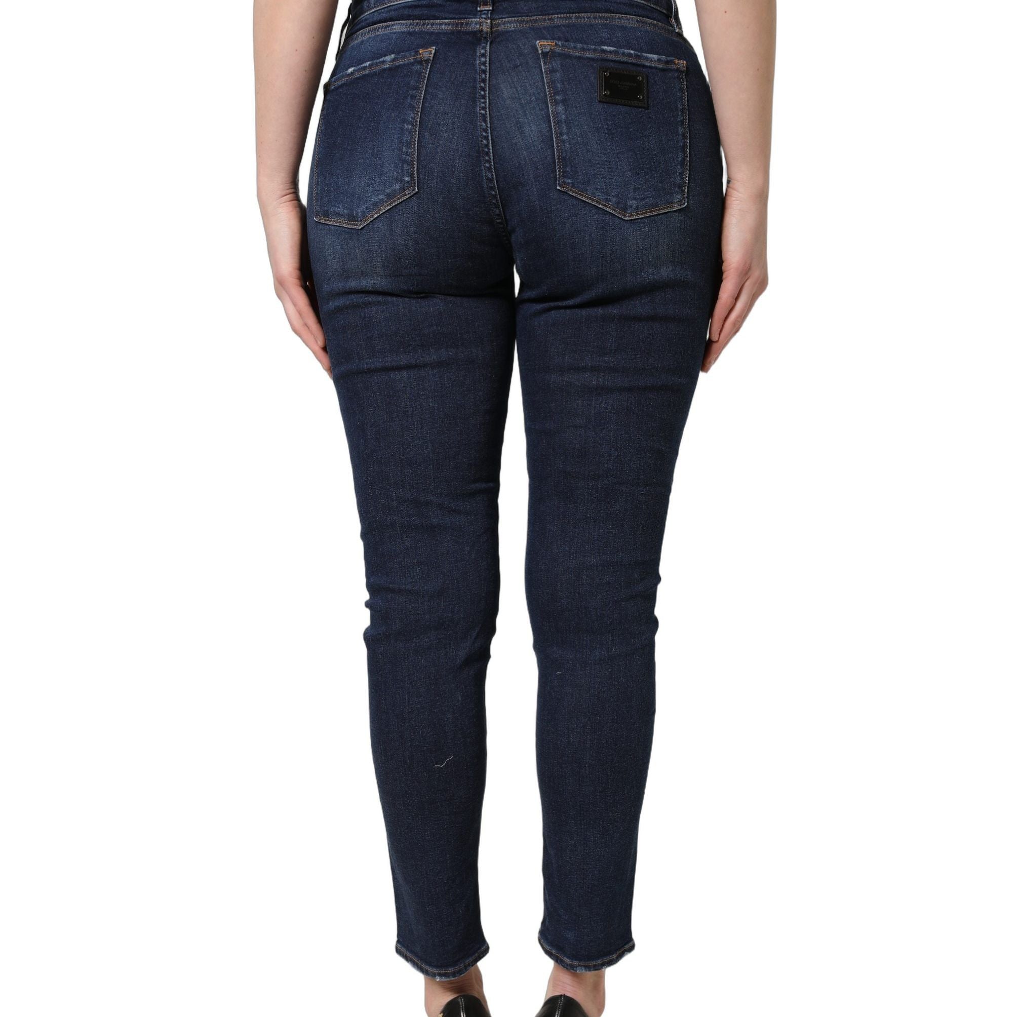 Dolce & Gabbana Blue Distressed Skinny Cotton Denim Jeans