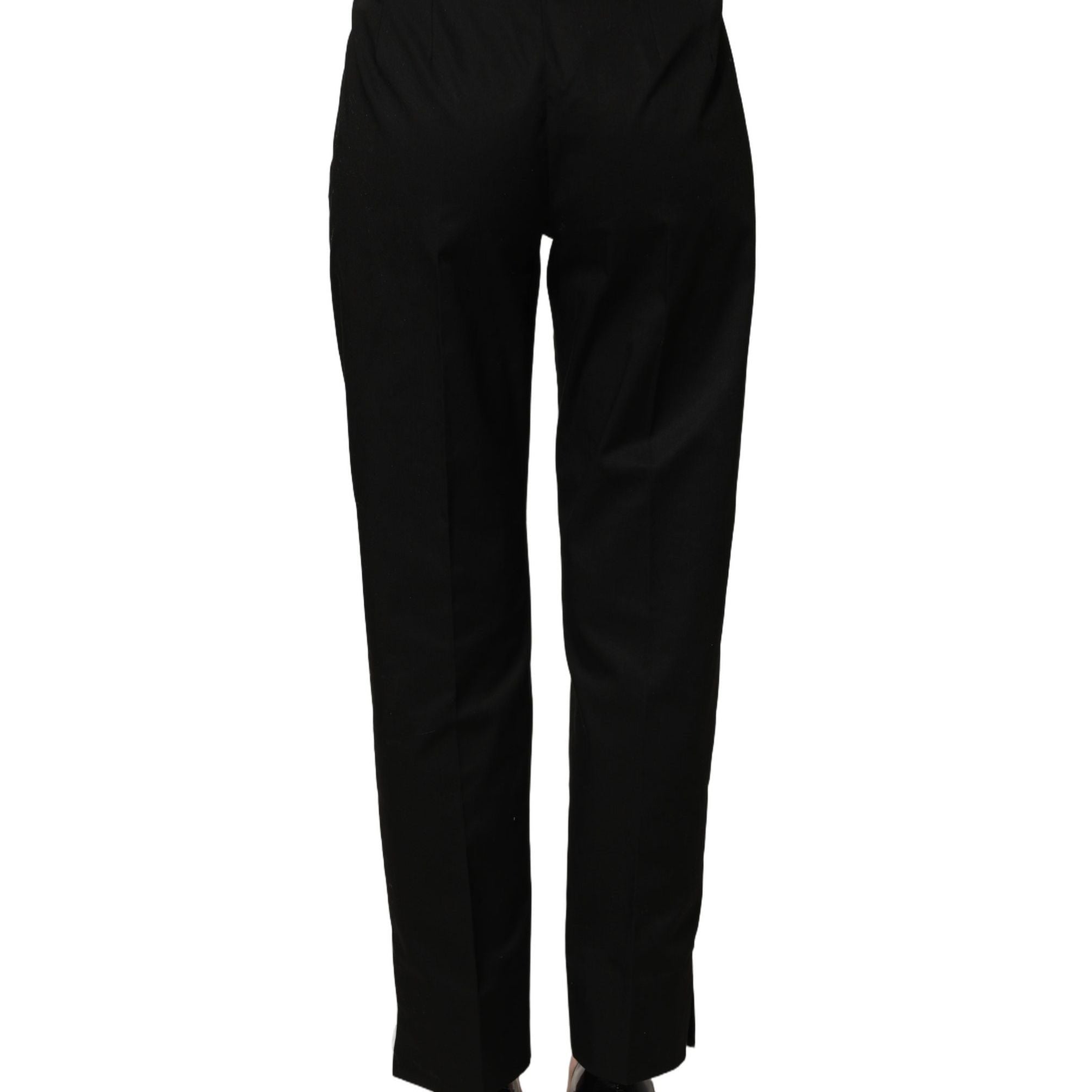 Dolce & Gabbana Black Tapered Leg Dress Cotton Trousers Pants