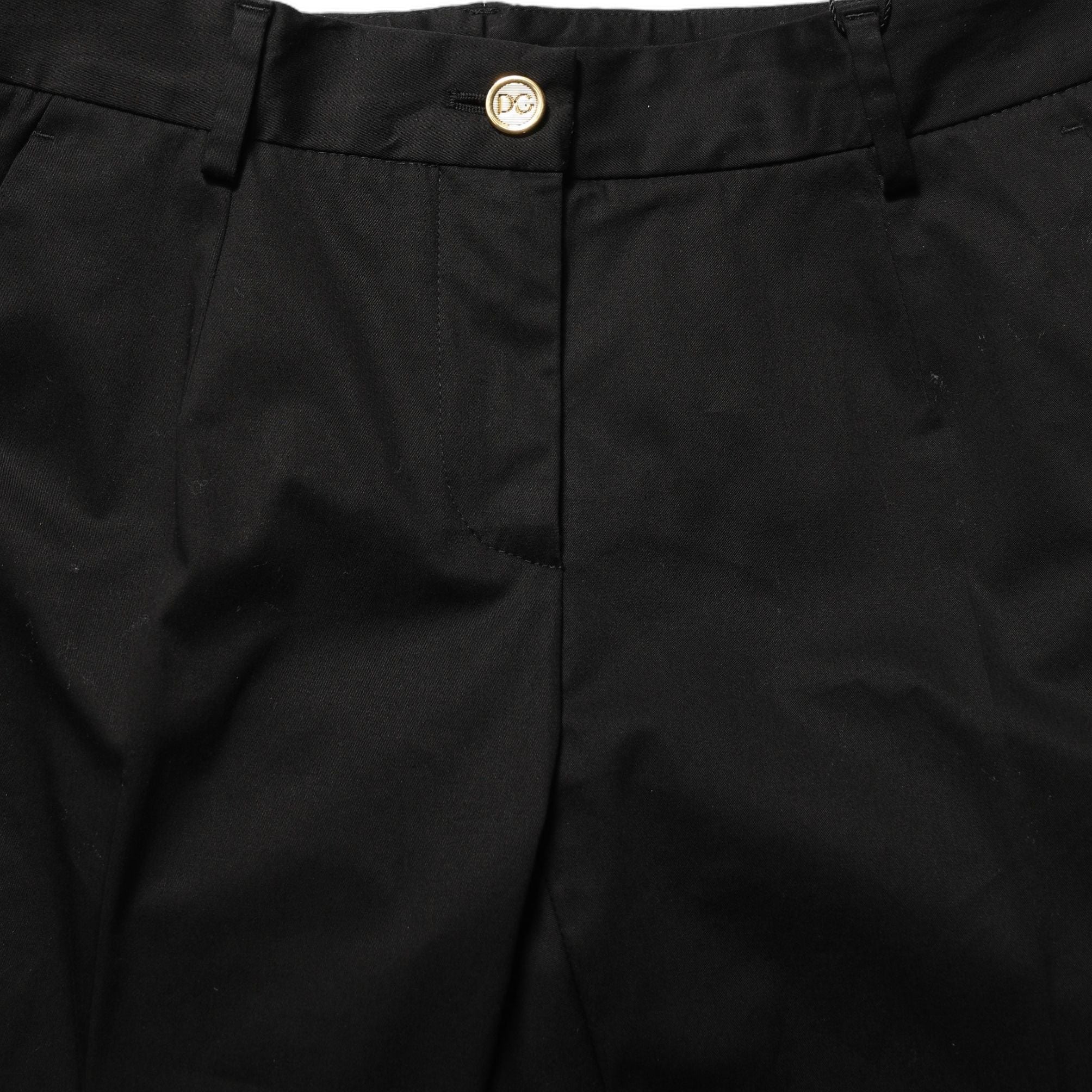 Dolce & Gabbana Black Tapered Leg Dress Cotton Trousers Pants