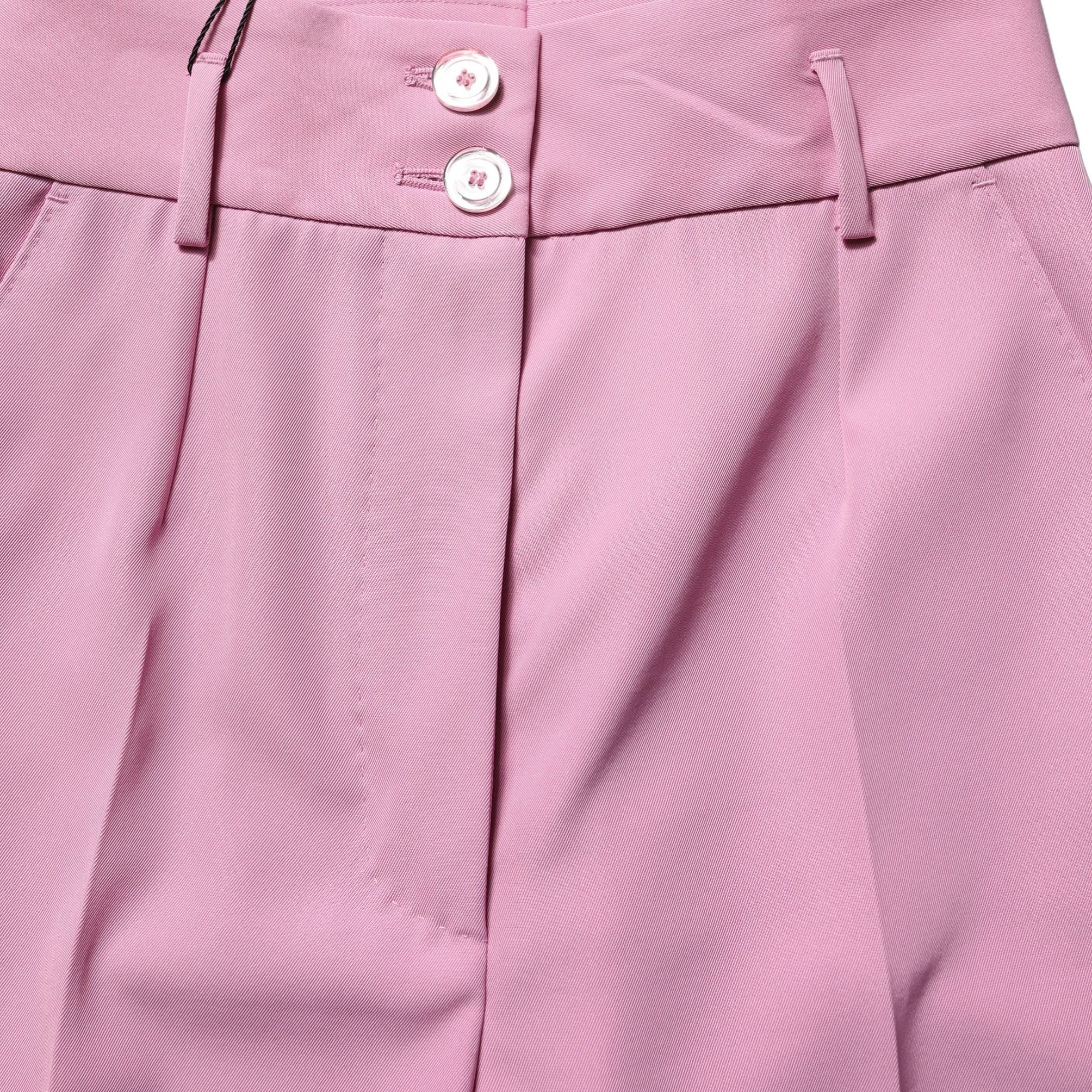 Dolce & Gabbana Pink High Waisted Polyester Trouser Pants