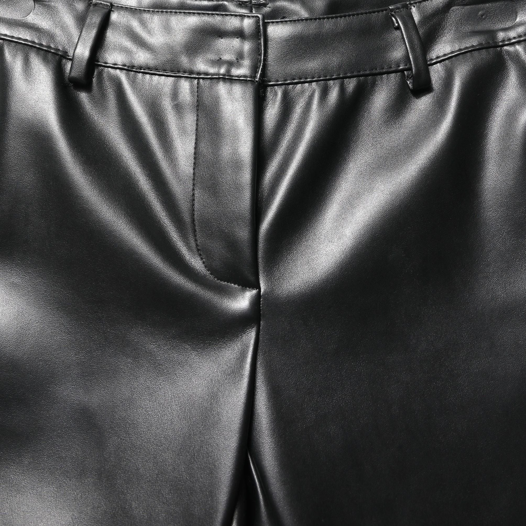 Dolce & Gabbana Black PU Leather High Waisted Trouser Pants