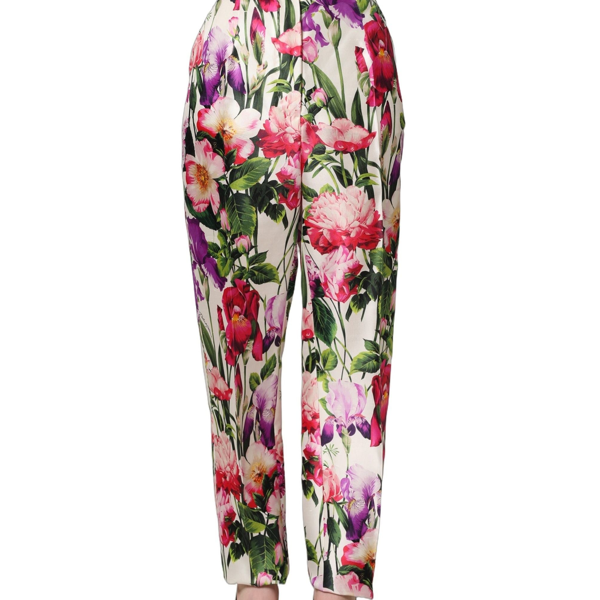 Dolce & Gabbana Multicolor Floral Print Tapered Trouser Pants