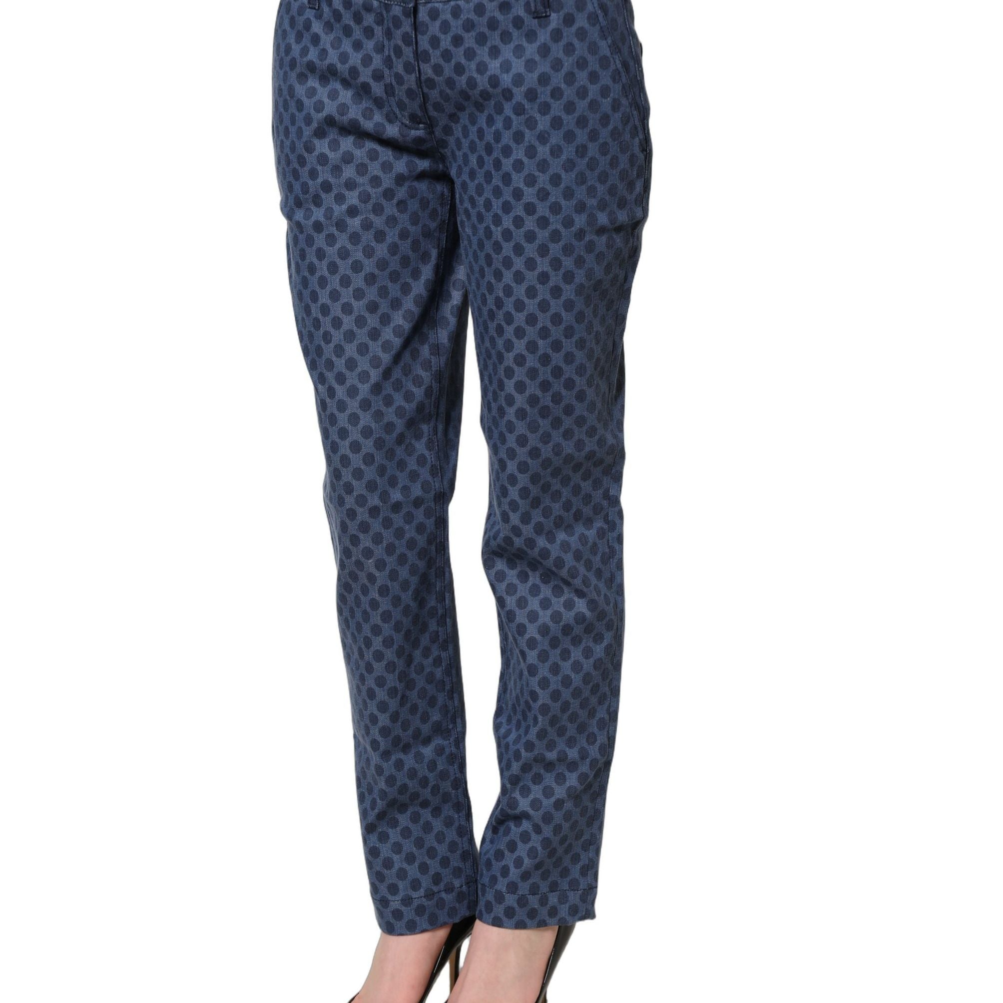 Dolce & Gabbana Blue Polka Dotted Slim Fit Capri Denim Jeans