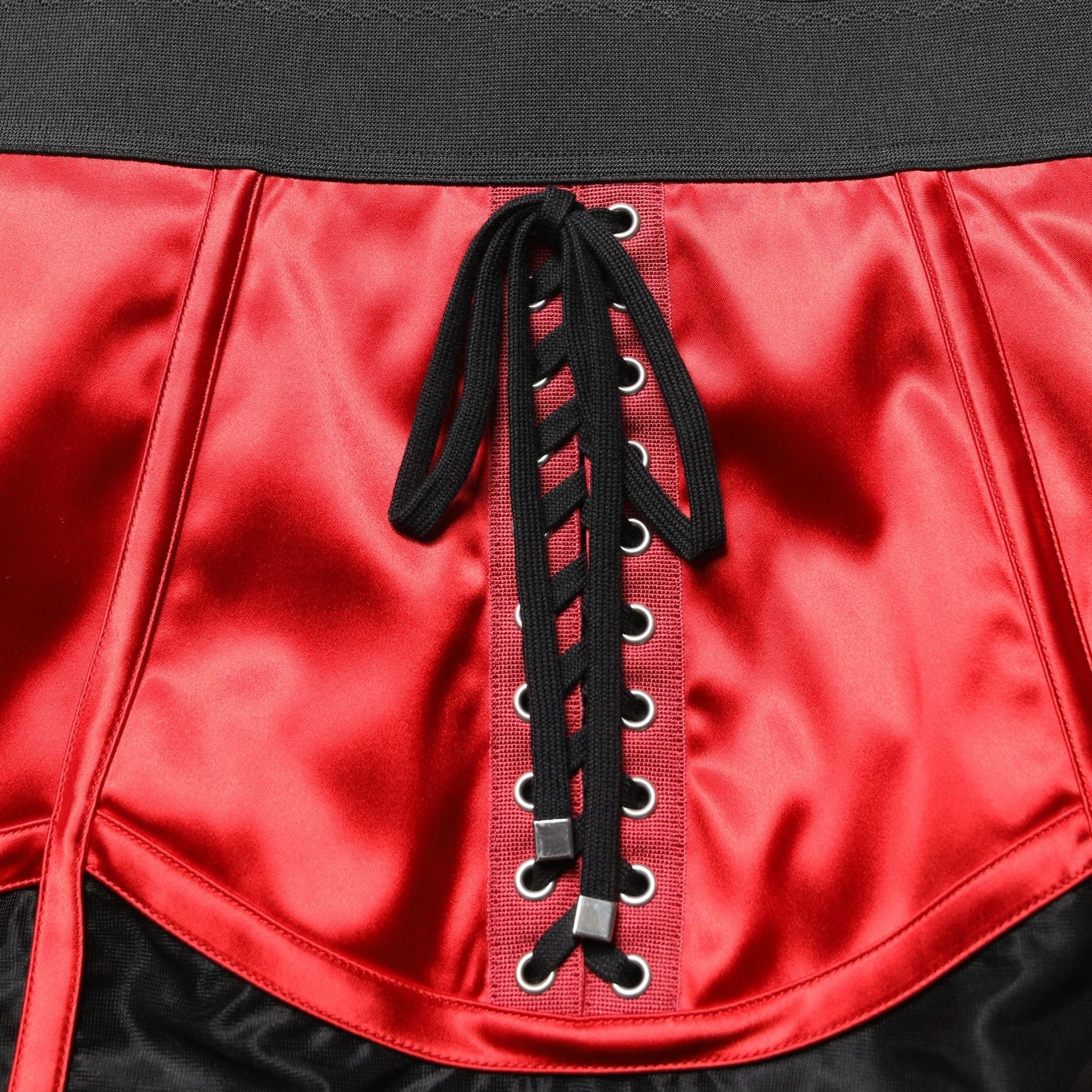 Dolce & Gabbana Red Satin Corset Style High Waist Mini Skirt