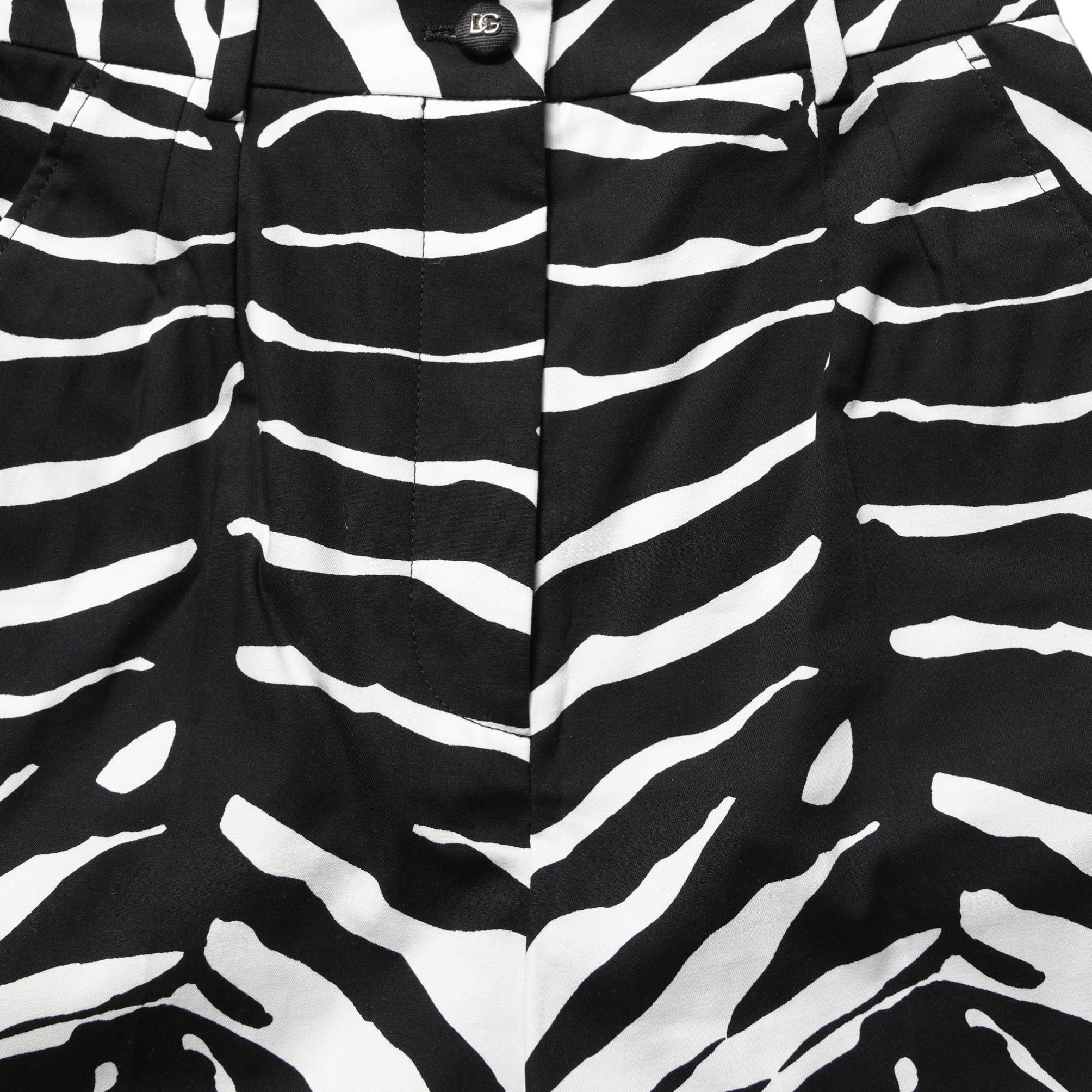 Dolce & Gabbana Black White Zebra Print Cotton High Waist Shorts