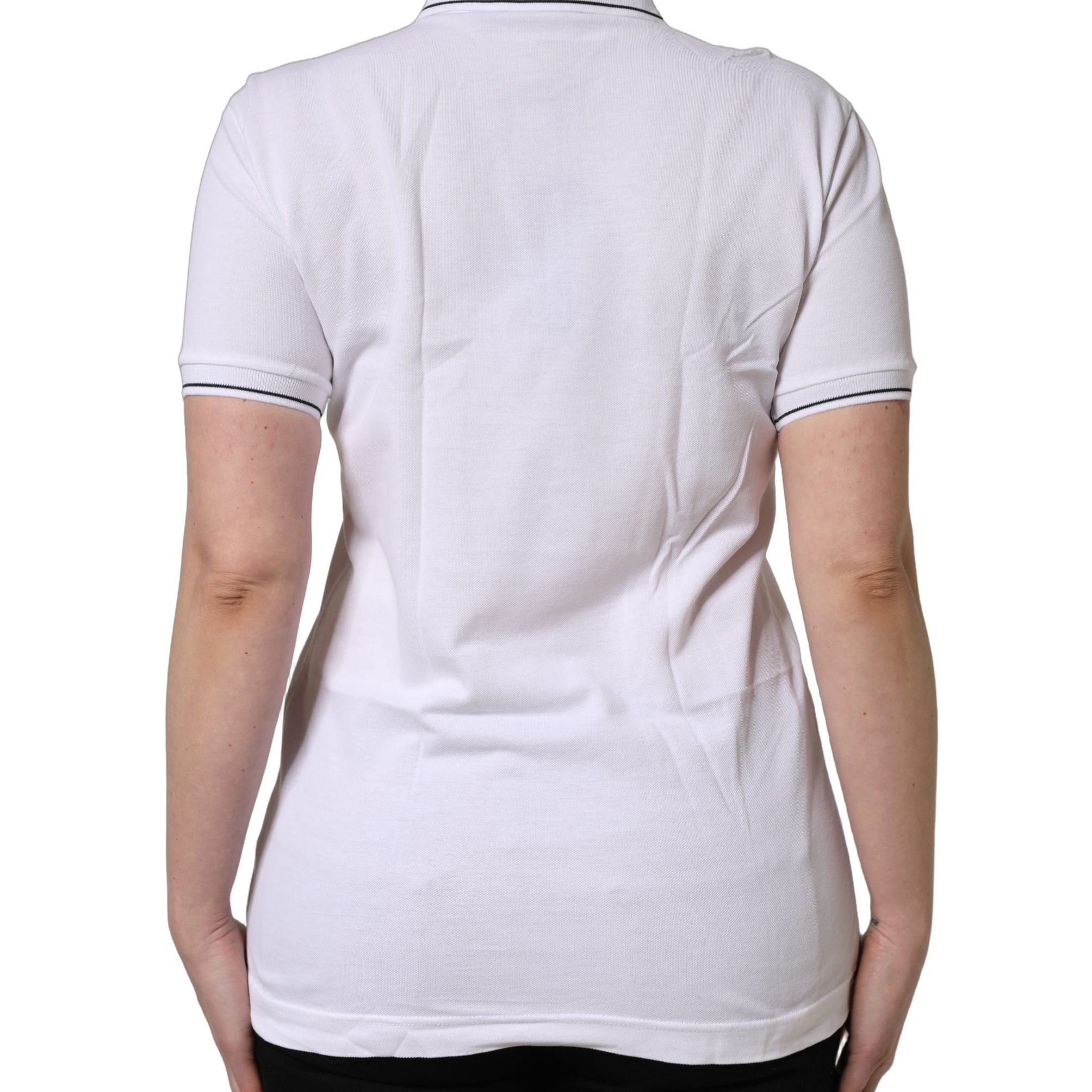 Dolce & Gabbana White Crown Cotton Short Sleeves Polo Top