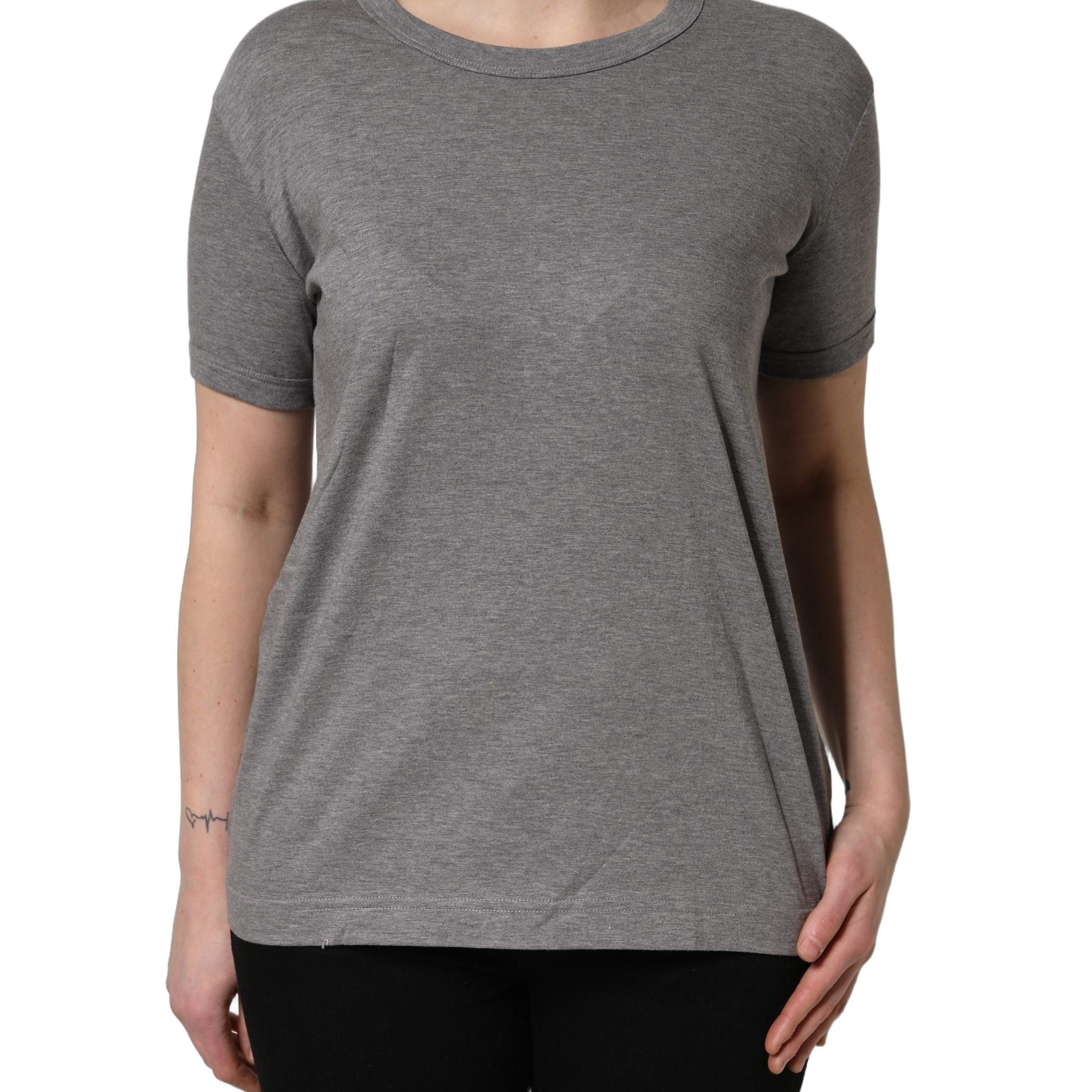 Dolce & Gabbana Grey Cotton Short Sleeves Crew Neck T-shirt