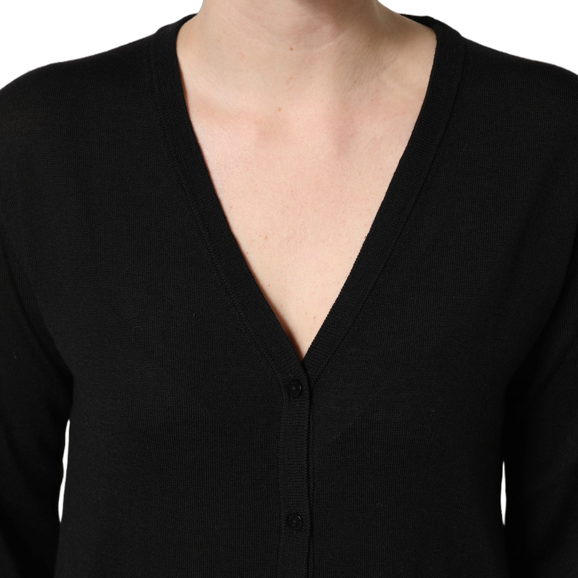 Dolce & Gabbana Black Wool Knit Button Cardigan Sweater