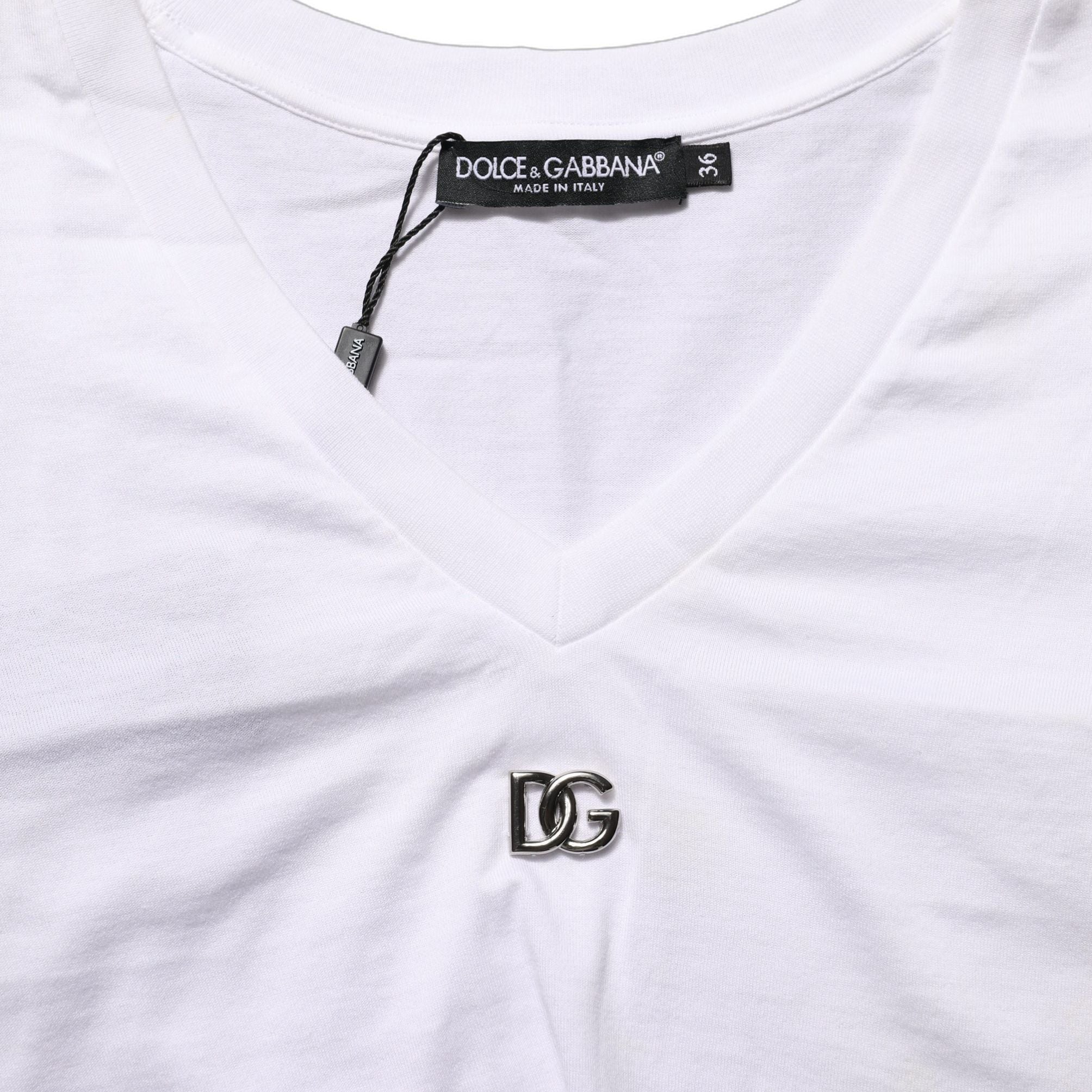 Dolce & Gabbana White Logo Embroidered Tie Waist Cropped Top