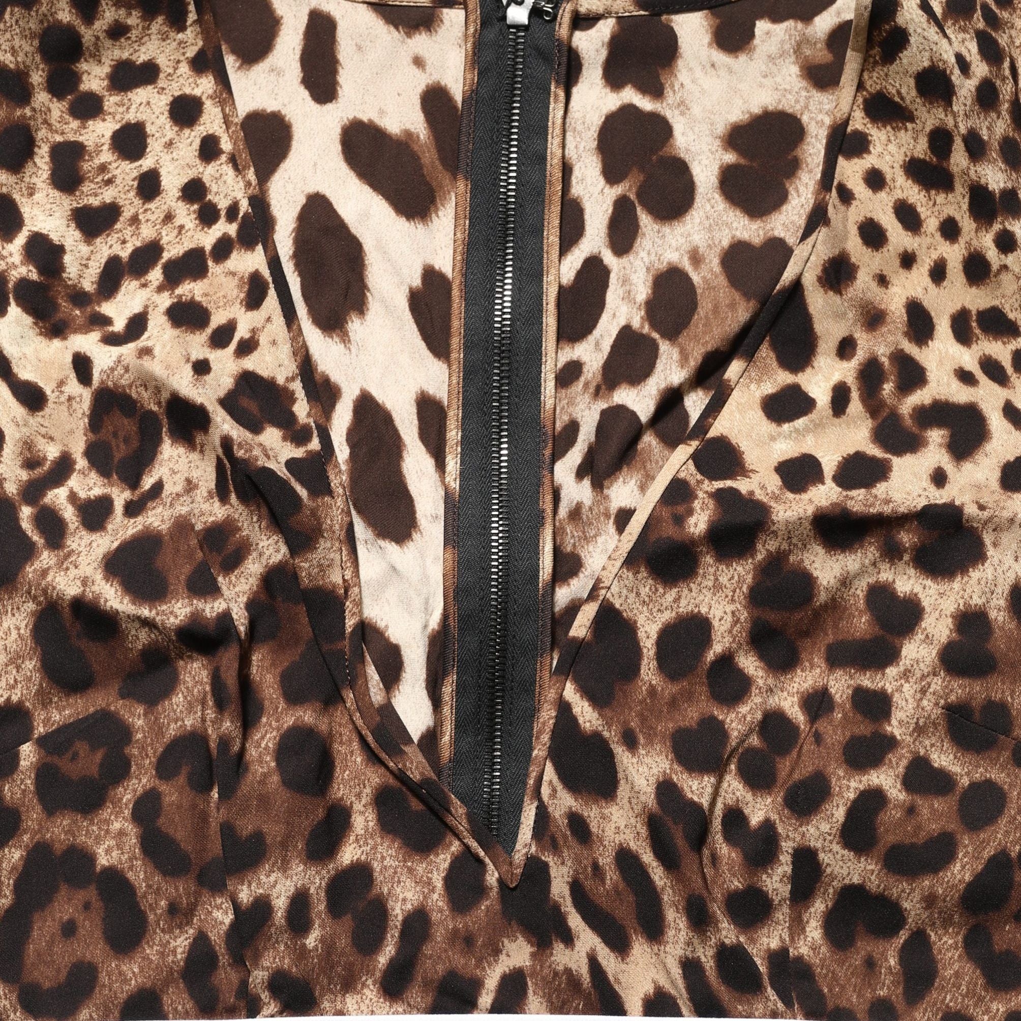 Dolce & Gabbana Brown Leopard Print Cropped Silk Tank Top