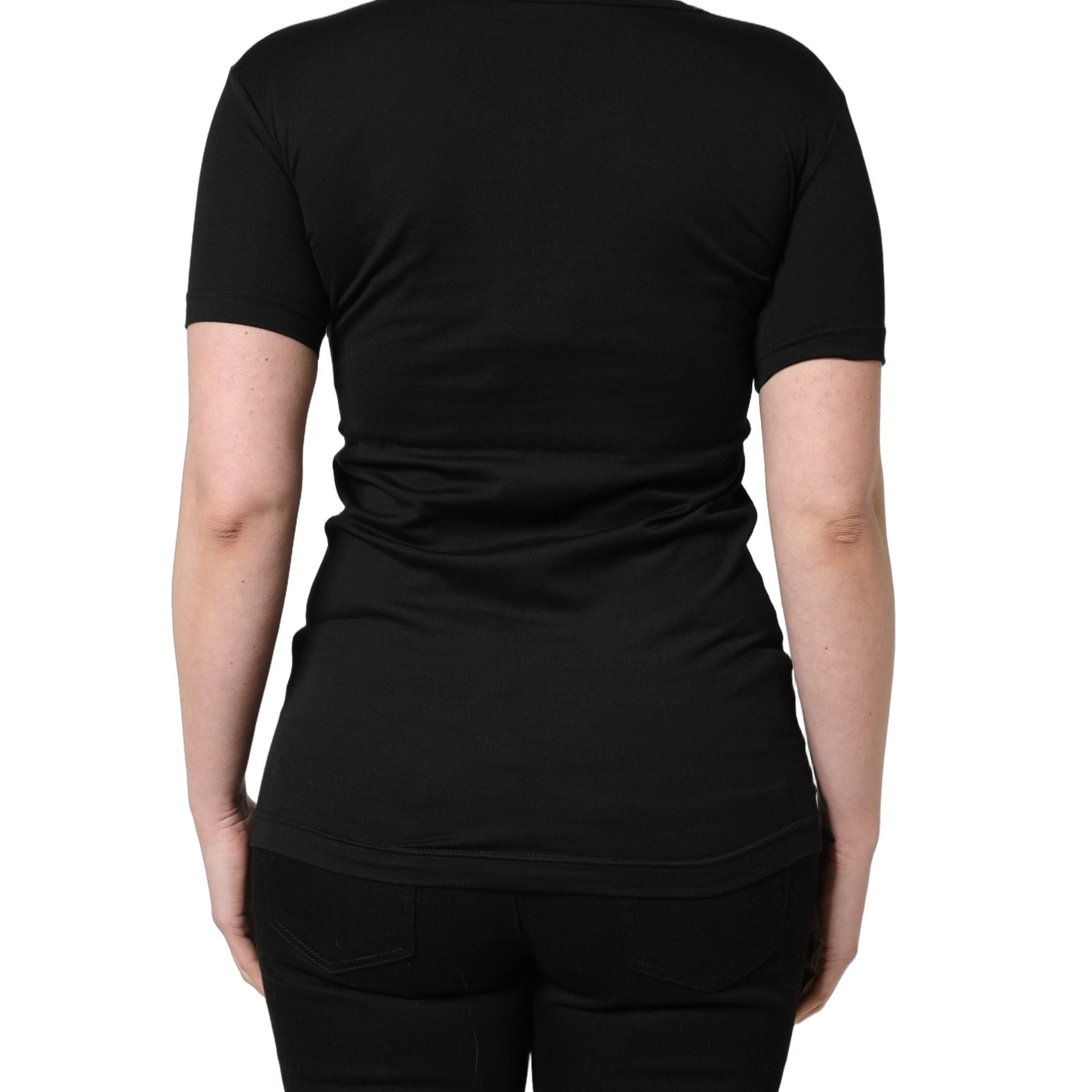 Dolce & Gabbana Black Cotton Round Neck Short Sleeves T-Shirt