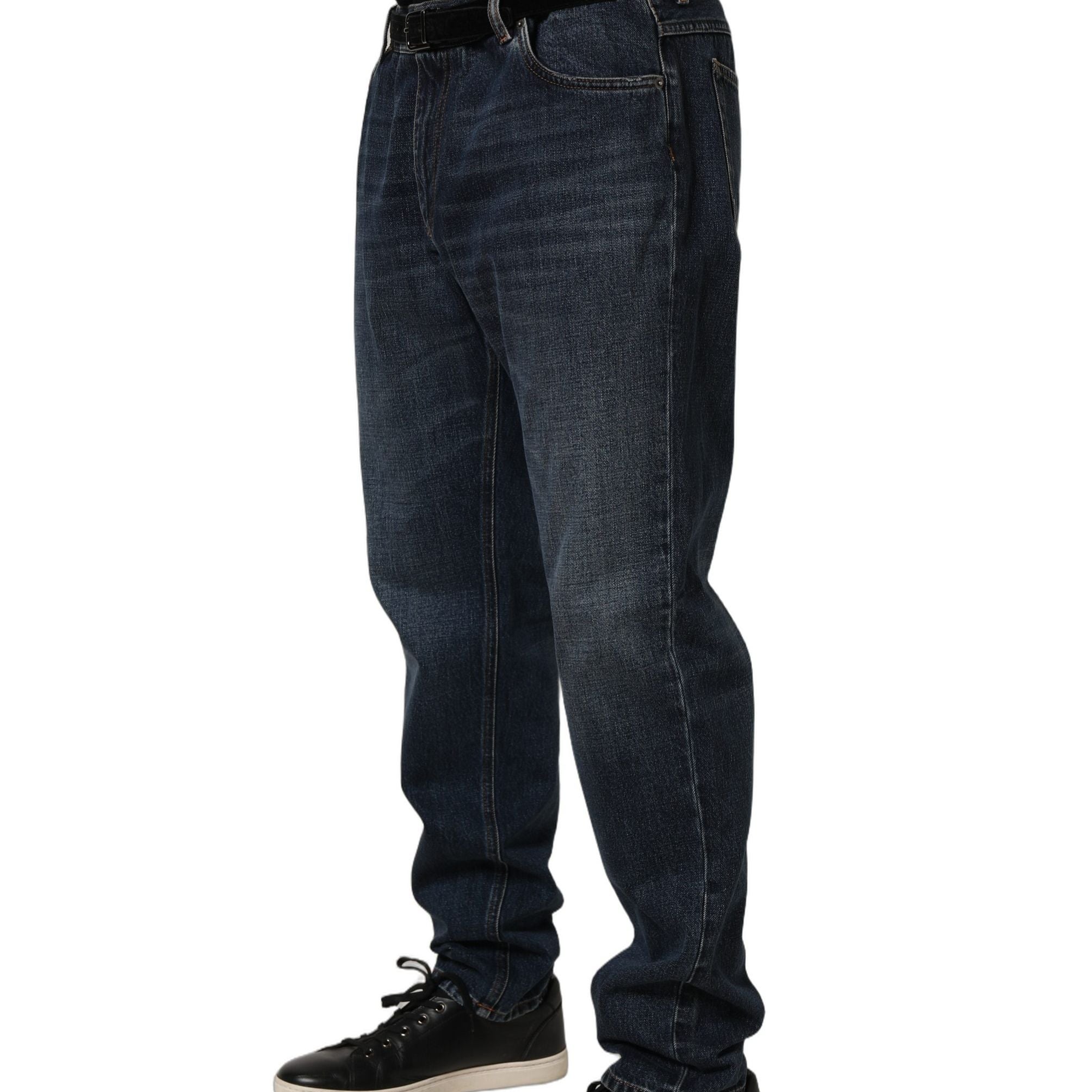 Dolce & Gabbana Dark Blue Washed MidWaist Straight Denim Jeans