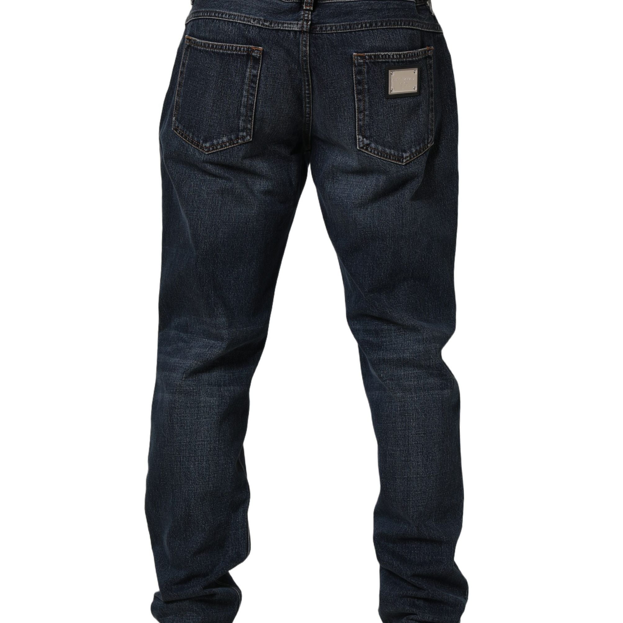 Dolce & Gabbana Dark Blue Washed MidWaist Straight Denim Jeans