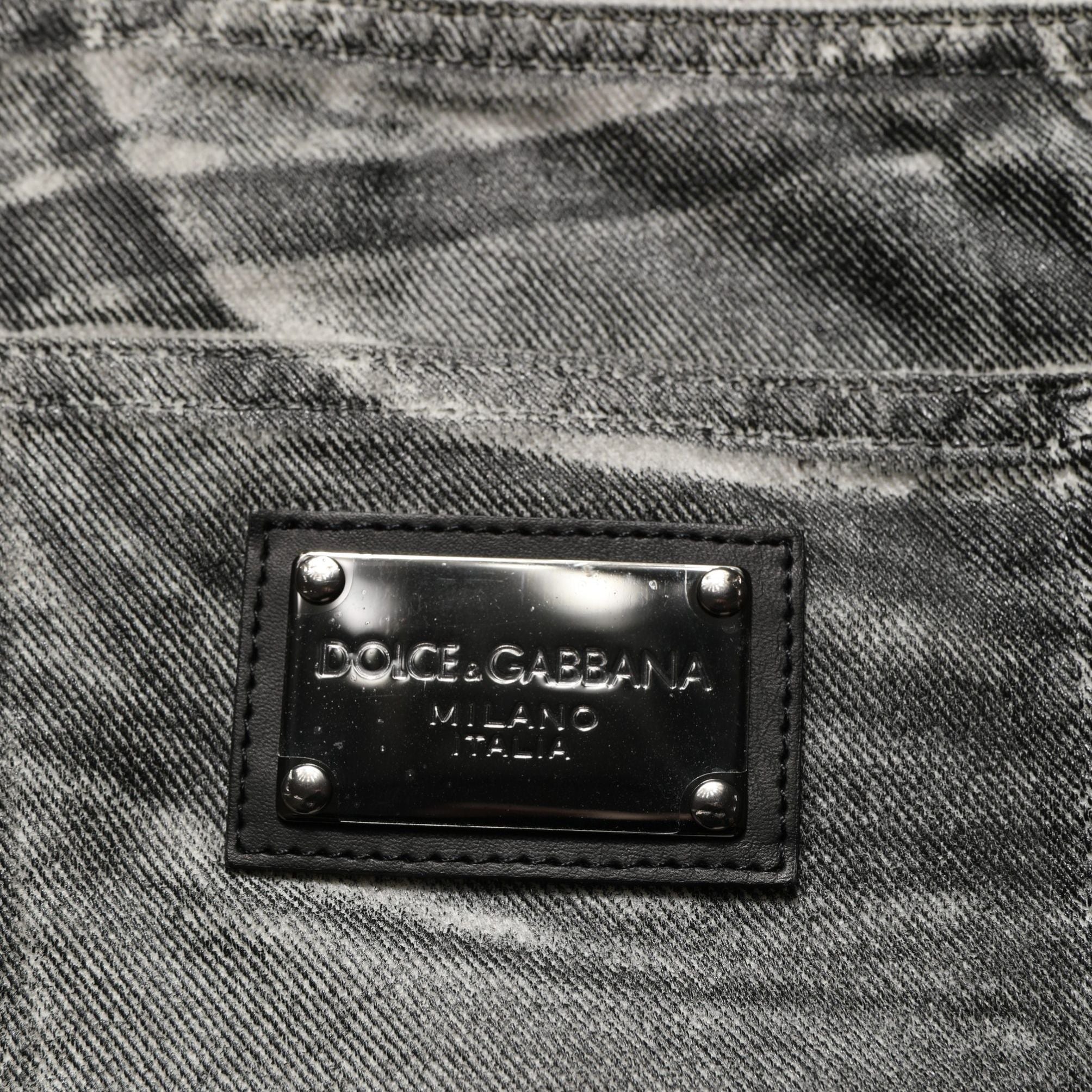 Dolce & Gabbana Grey Washed Mid Waist Straight Denim Jeans