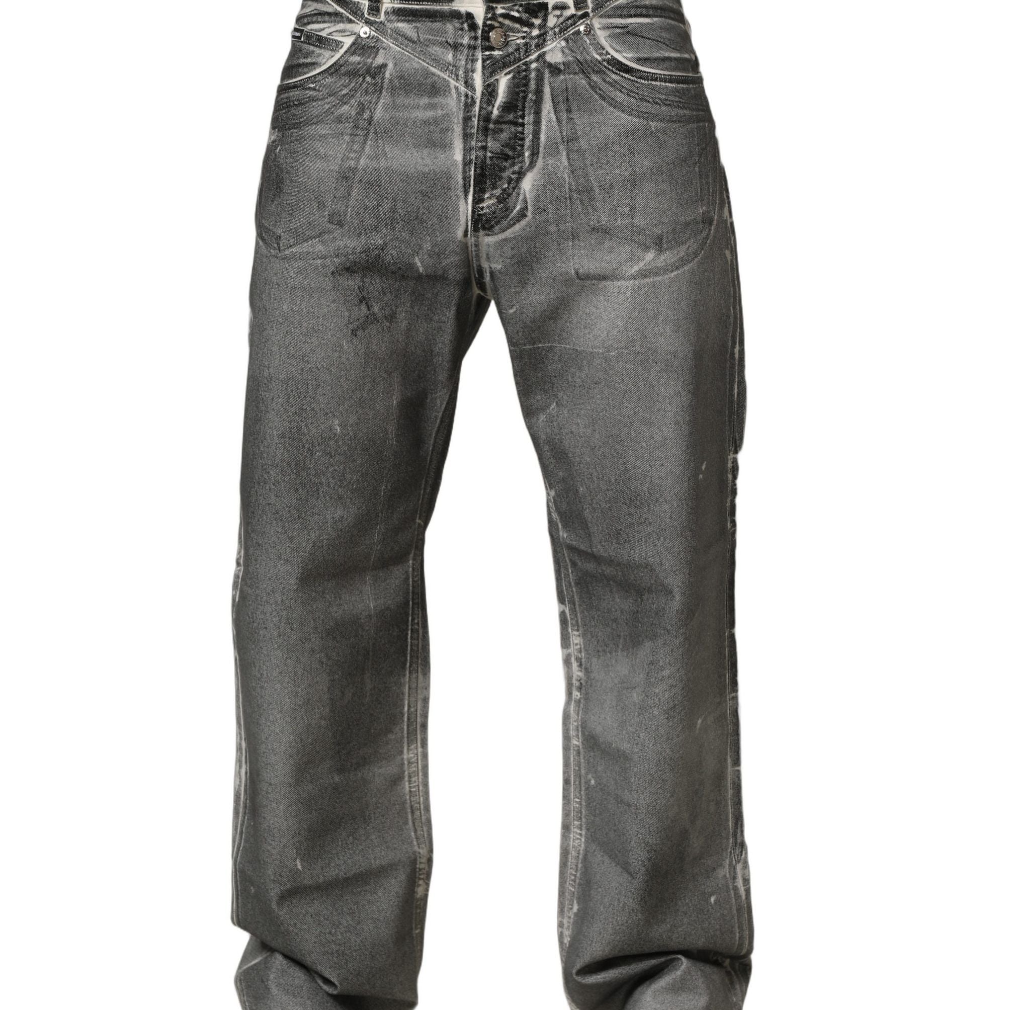 Dolce & Gabbana Grey Washed Mid Waist Straight Denim Jeans