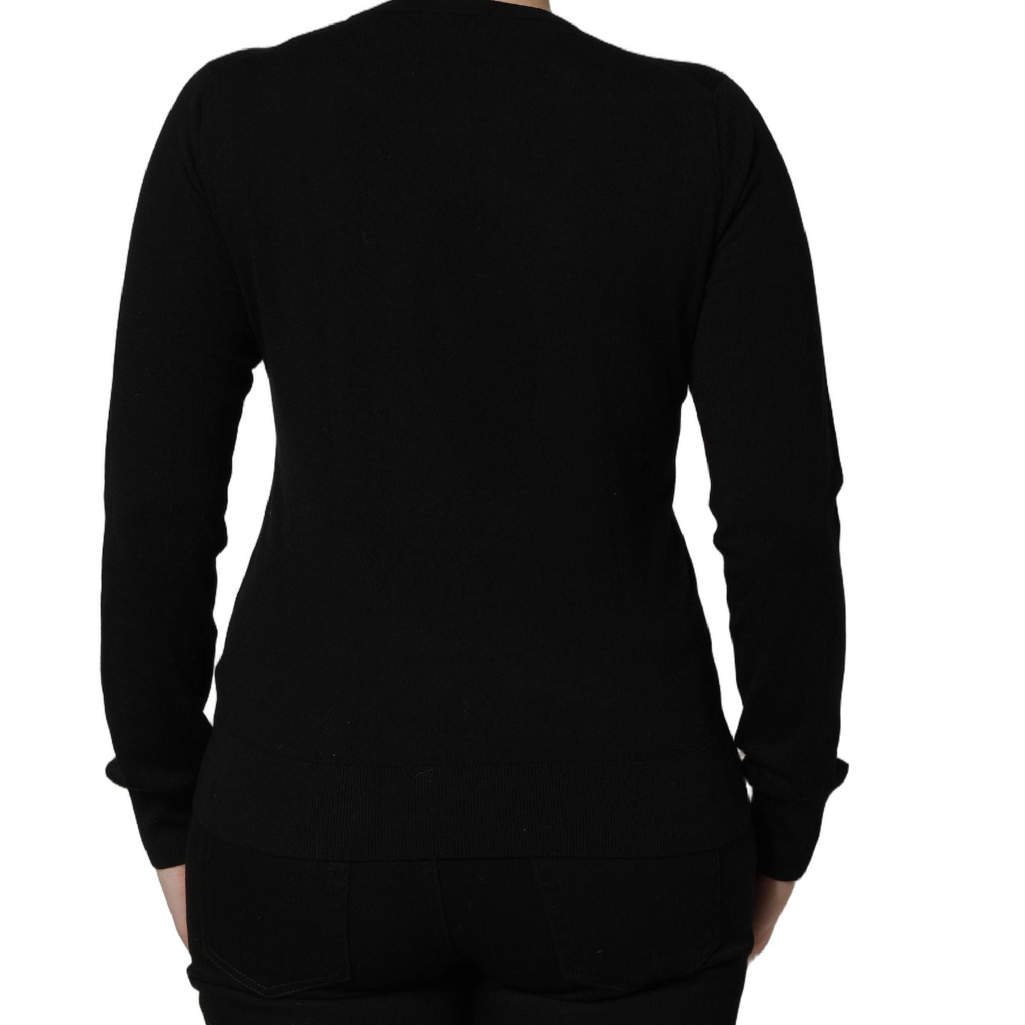 Dolce & Gabbana Black Angels Wool Crew Neck Pullover Sweater