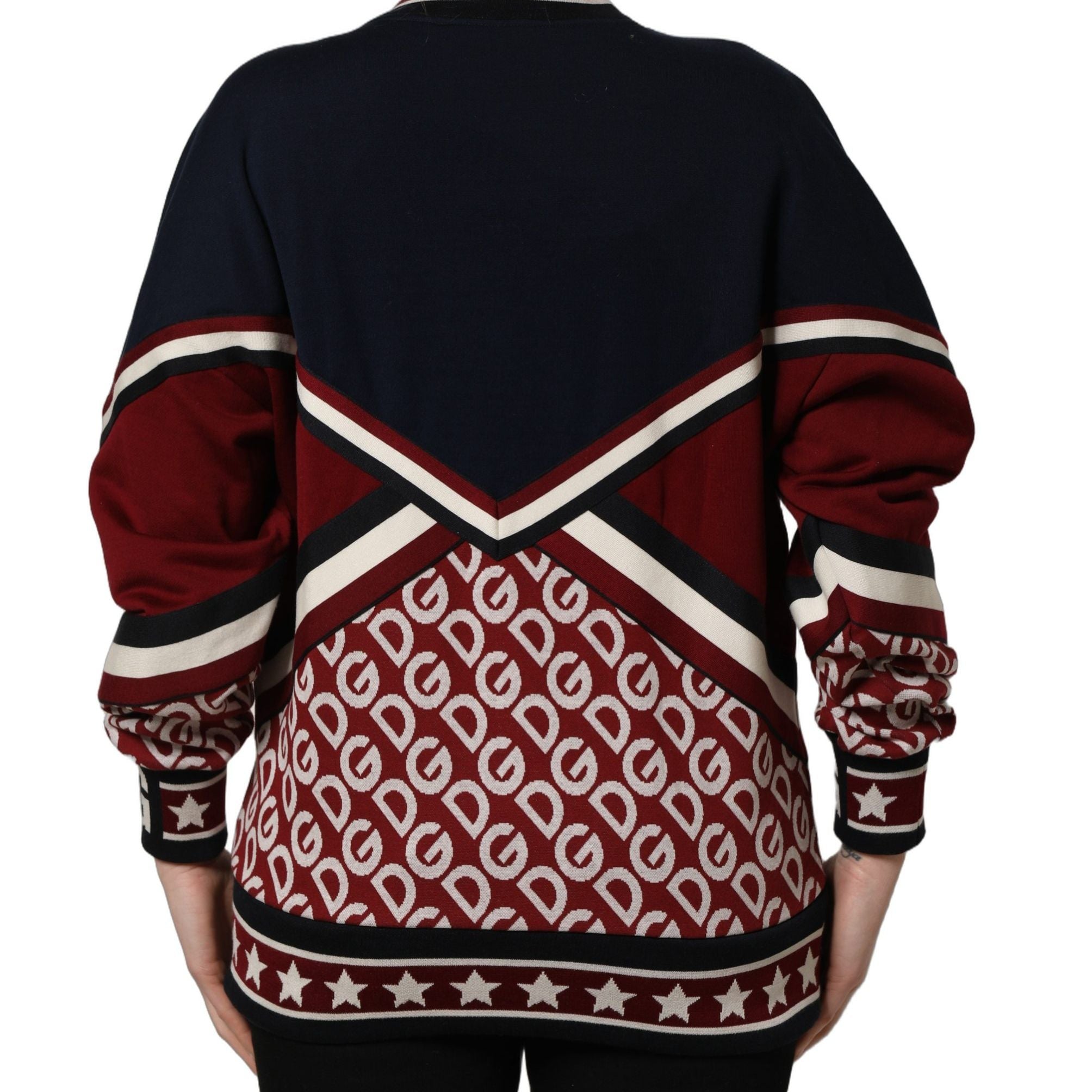Dolce & Gabbana Blue Red Paneled 'Royals' Patch Sweatshirt Sweater