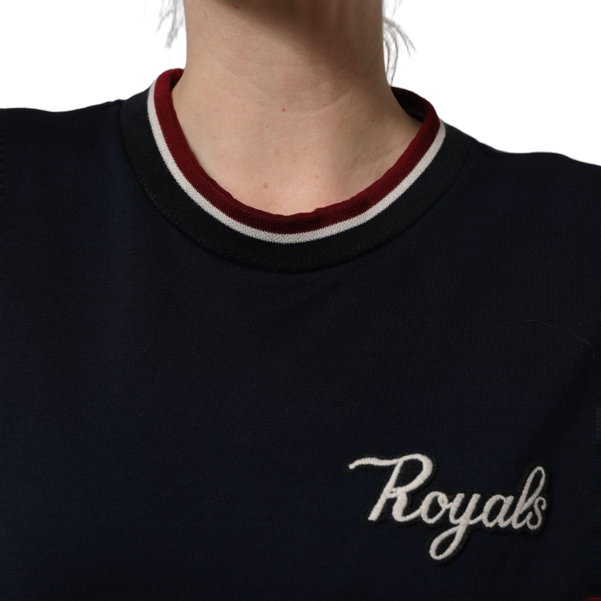 Dolce & Gabbana Blue Red Paneled 'Royals' Patch Sweatshirt Sweater
