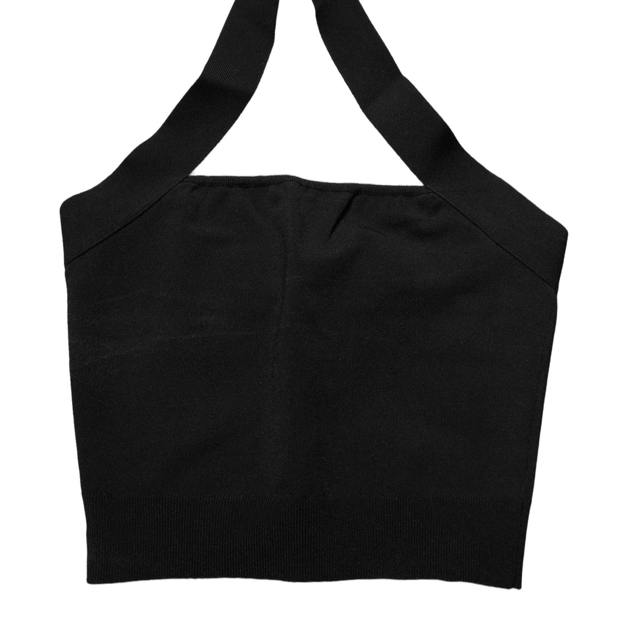 Dolce & Gabbana Black Square Neck Halter Cropped Tank Top