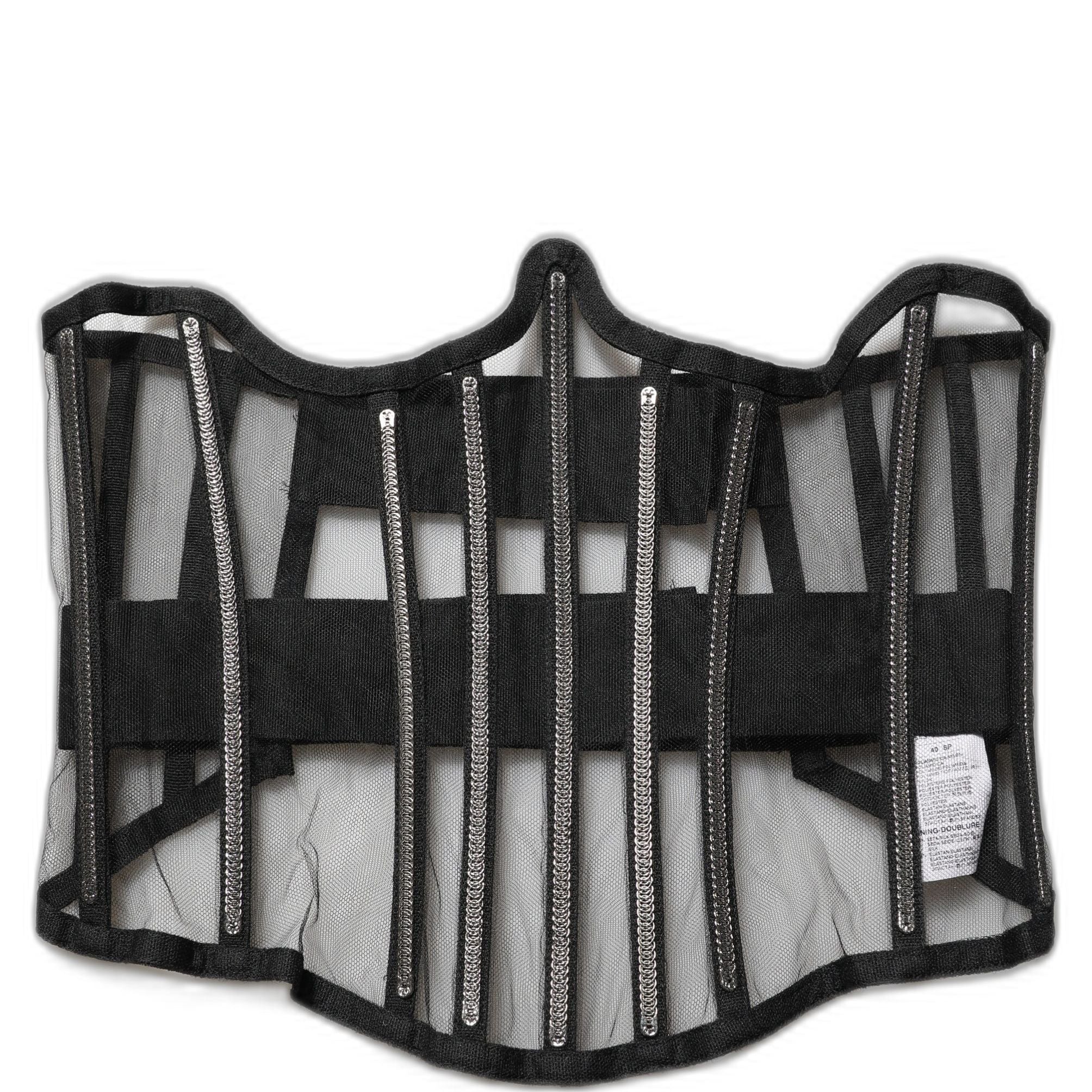 Dolce & Gabbana Black Sheer Tulle Bodysuit Cropped Corset Top