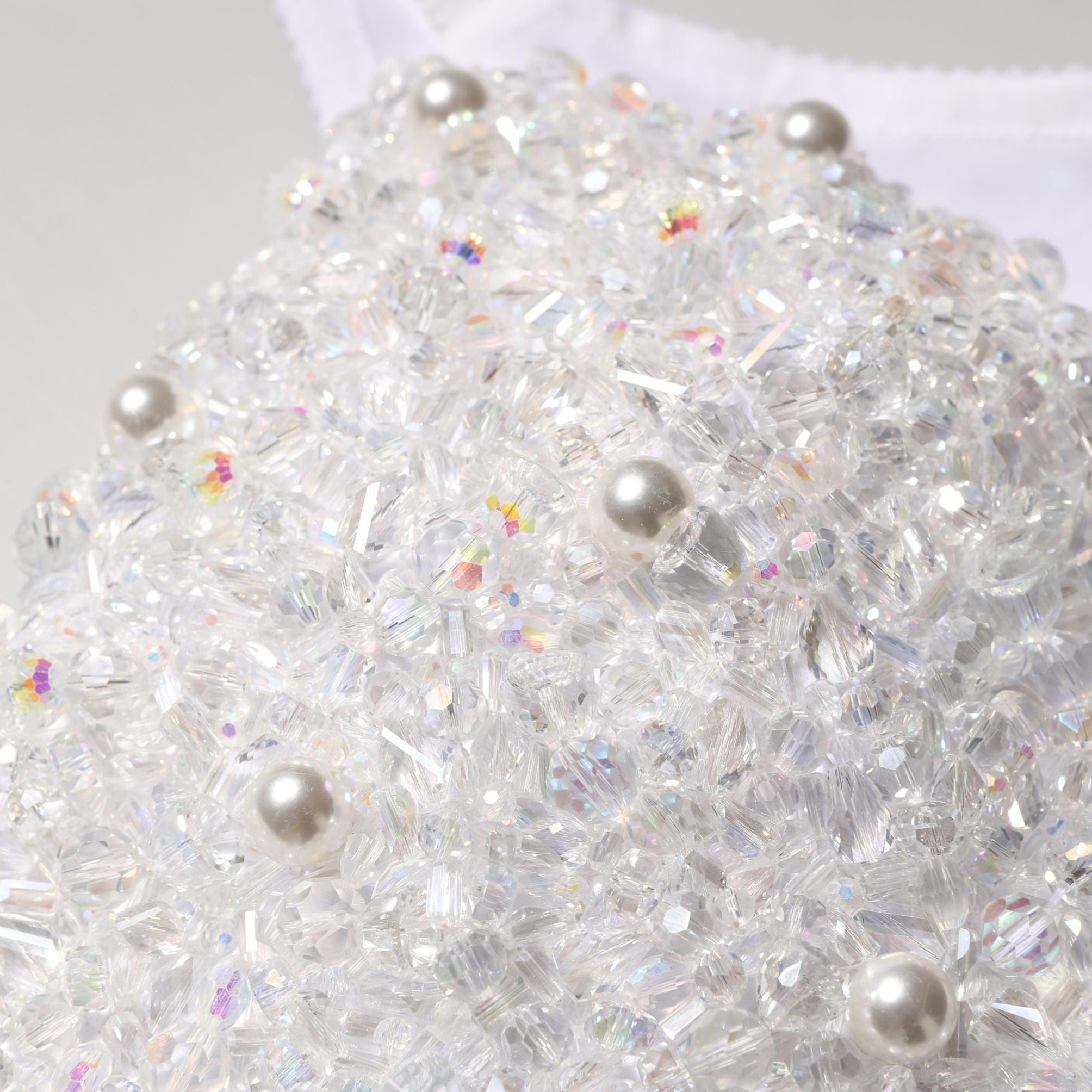 Dolce & Gabbana White Pearls Beaded Corset Bustier Crop Top
