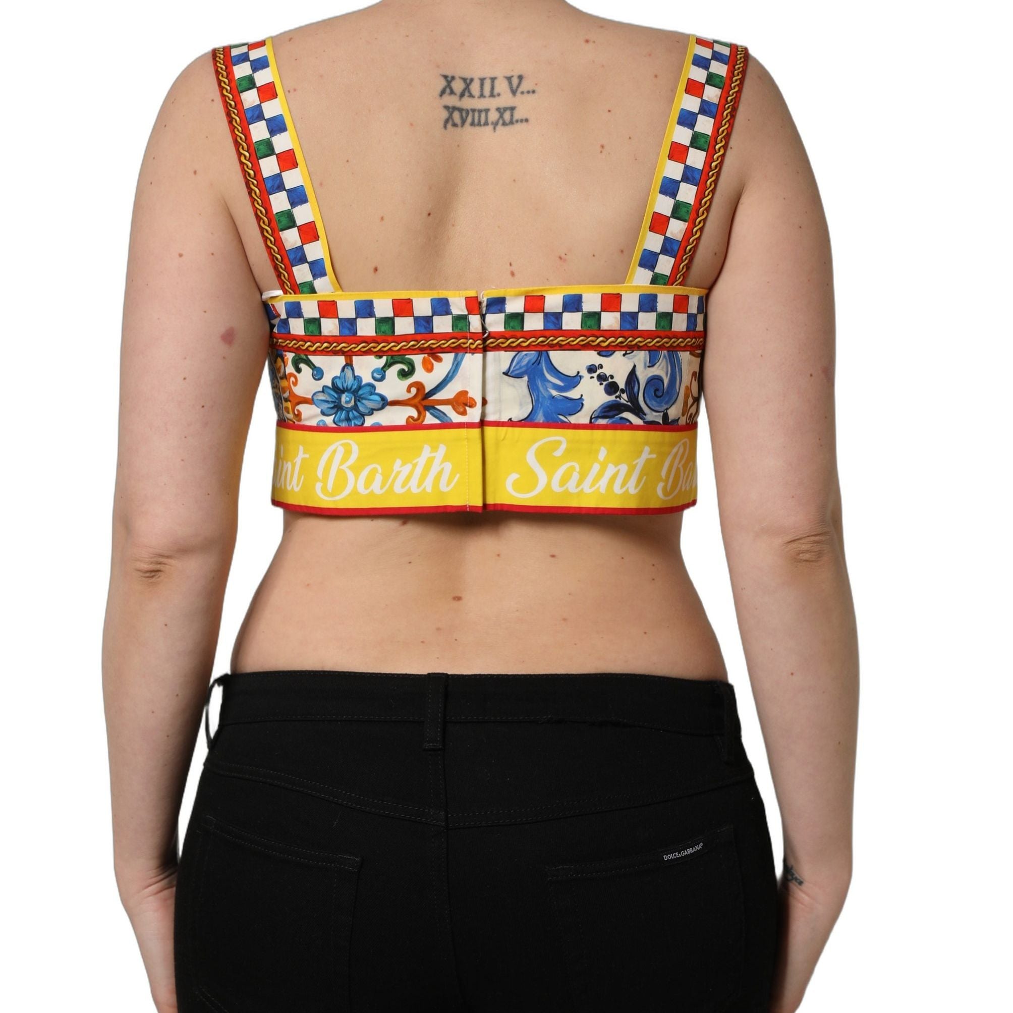 Dolce & Gabbana Multicolor Majolica Print Cotton Crop Top
