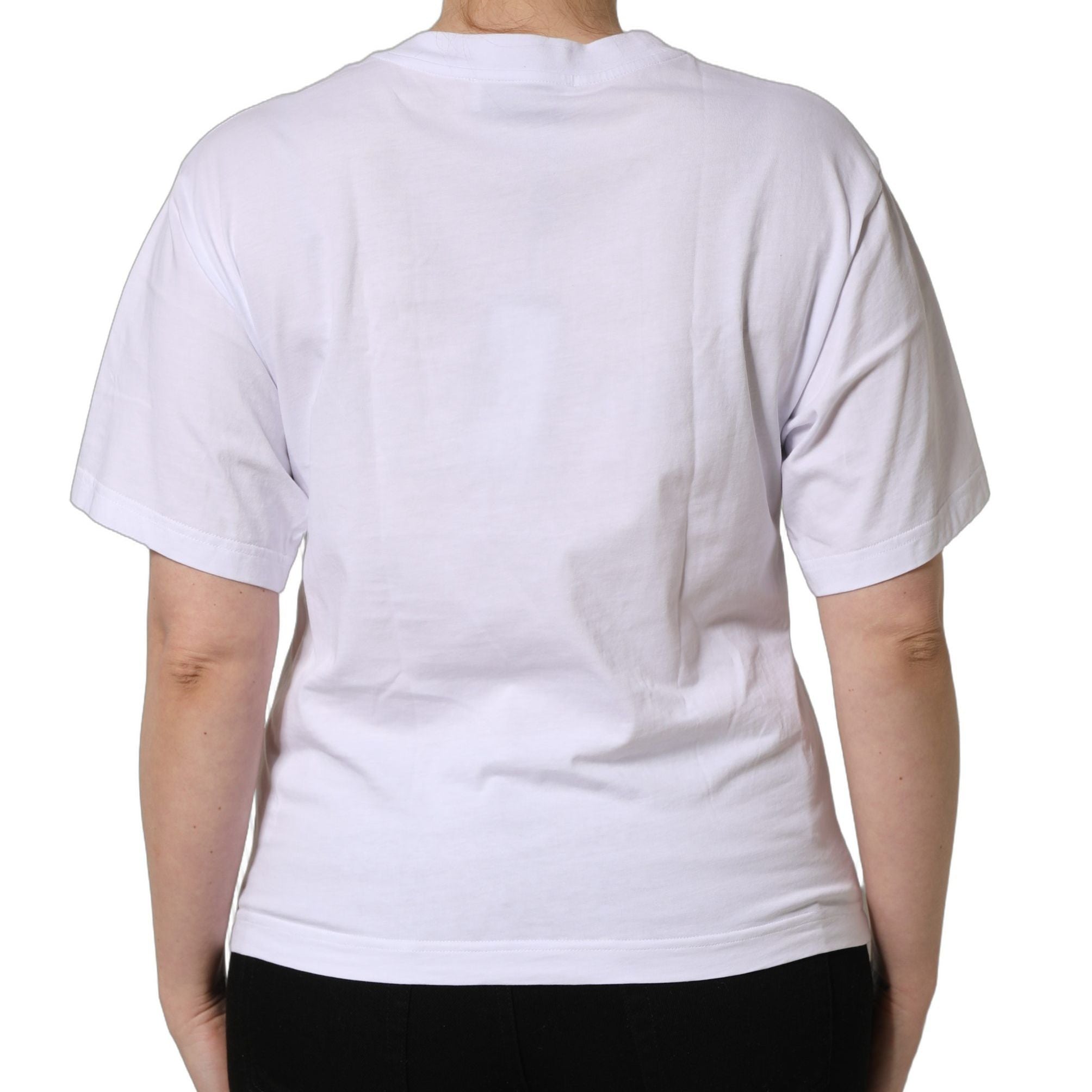 Dolce & Gabbana White Cotton DG Logo Patch Crew Neck T-shirt
