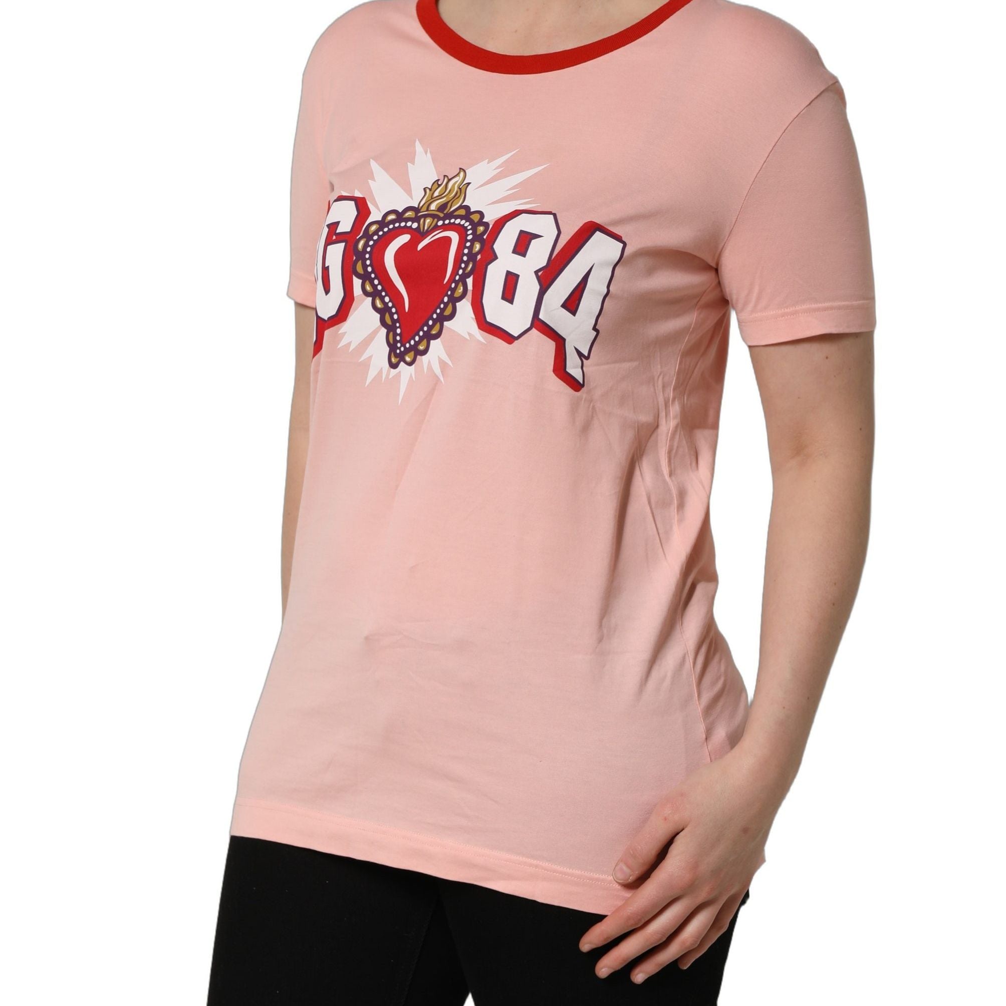 Dolce & Gabbana Pink Graphic Print Cotton Crew Neck T-shirt