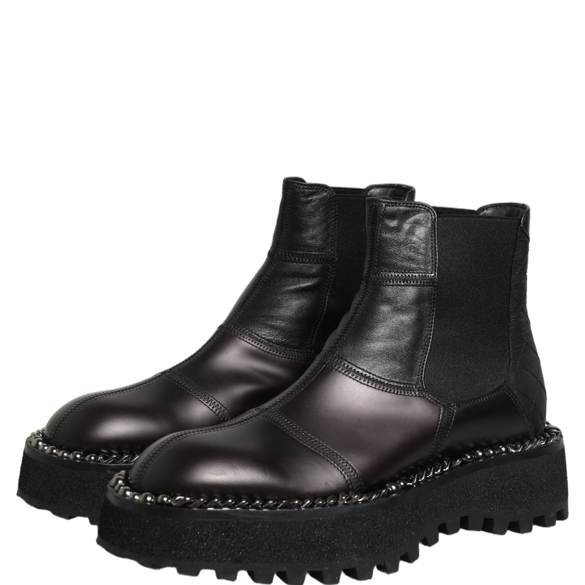 Dolce & Gabbana Black Leather Slip On Chelsea Boots Shoes