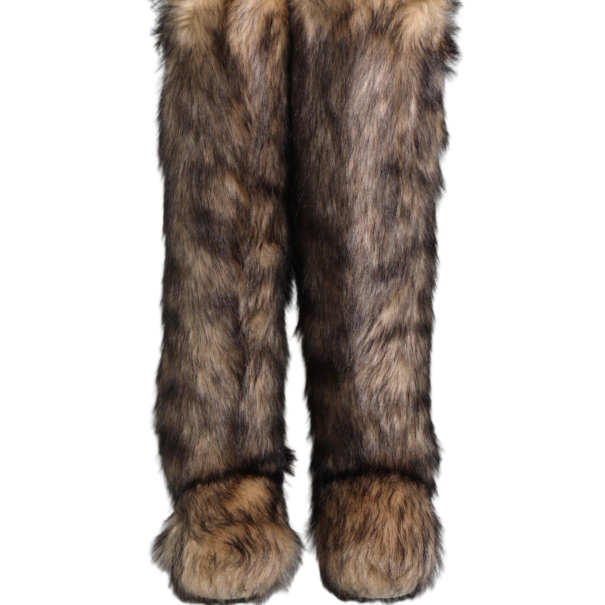 Dolce & Gabbana Brown Faux Skim Ski Fur Knee High Boots Shoes