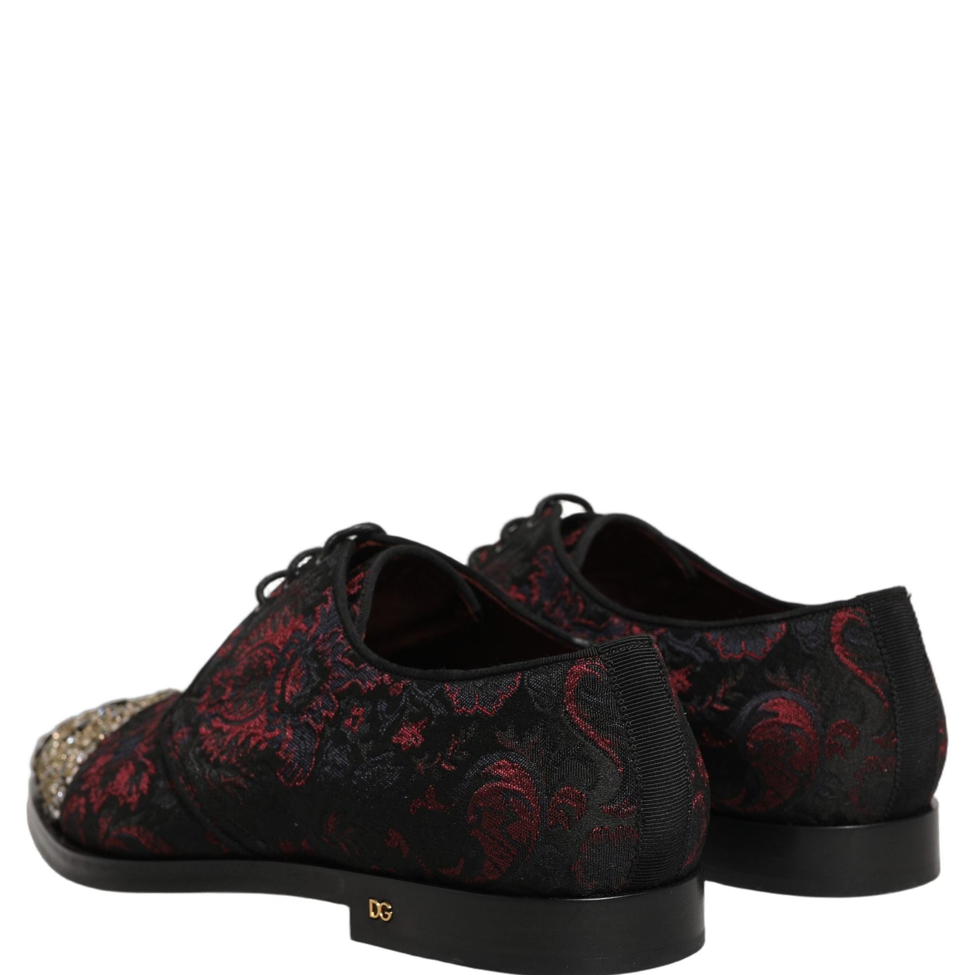 Dolce & Gabbana Black Red Embellished Derby Dress Formal Shoes