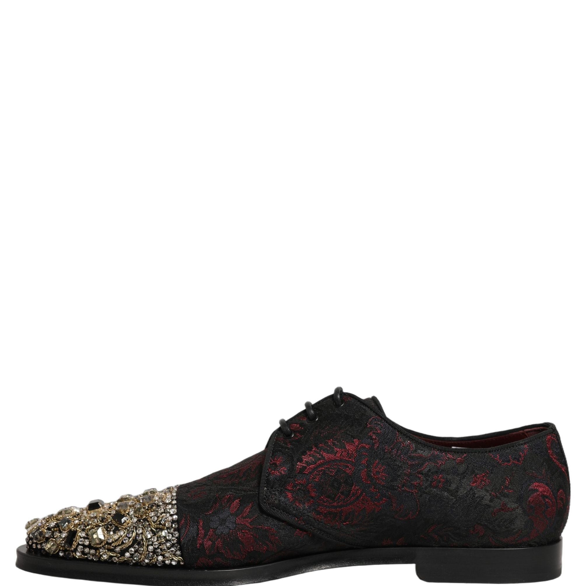 Dolce & Gabbana Black Red Embellished Derby Dress Formal Shoes