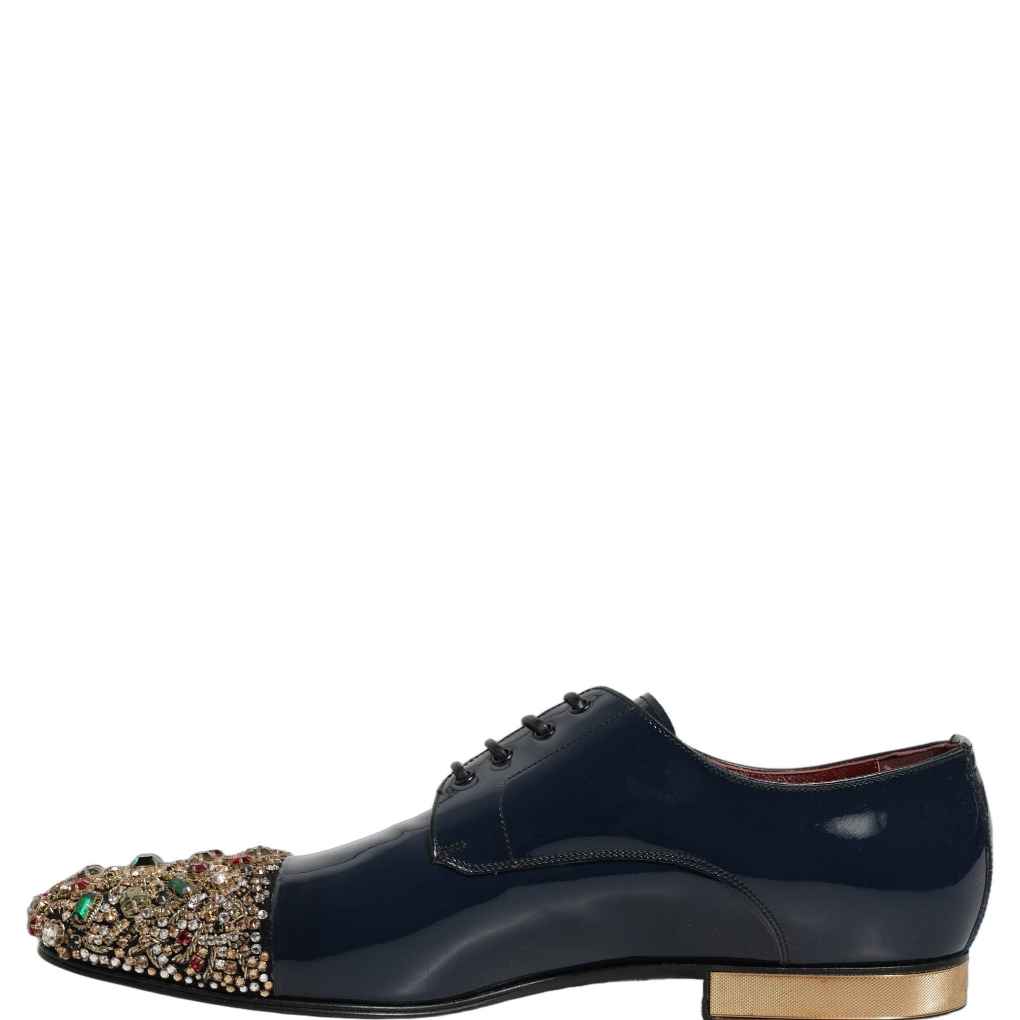 Dolce & Gabbana Blue Embellished Men Derby Dress Formal Shoes