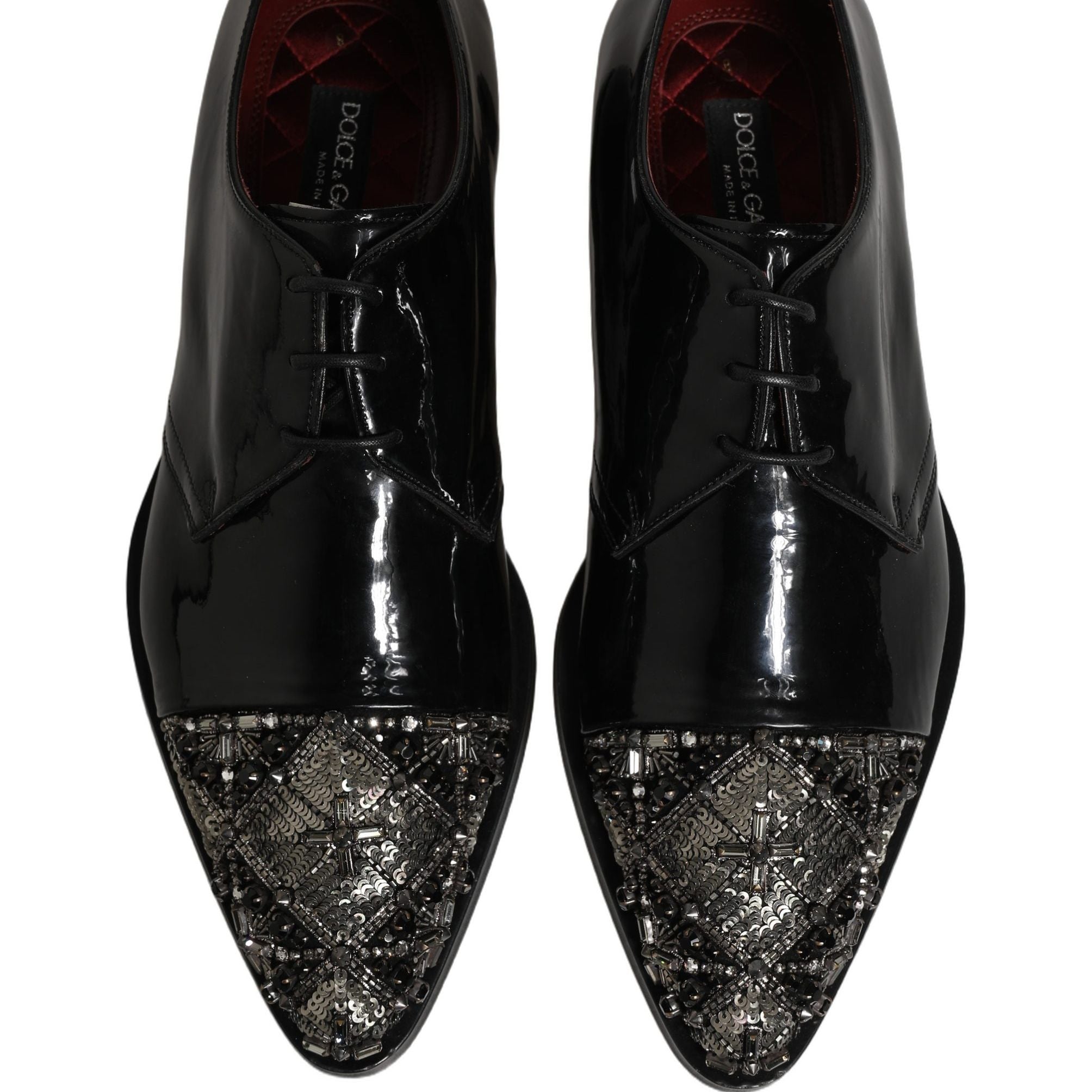 Dolce & Gabbana Black Embellished Men Derby Dress Formal Shoes