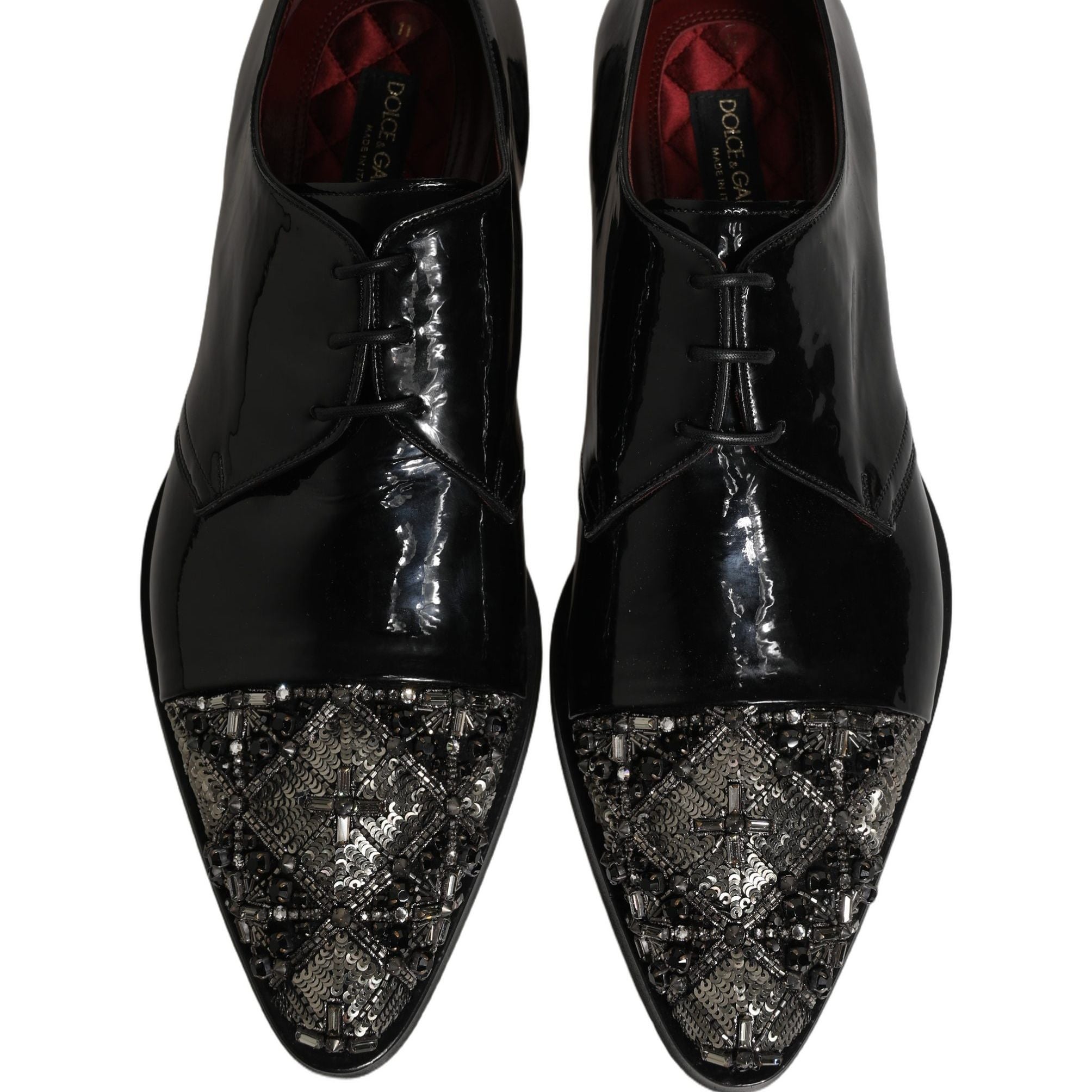 Dolce & Gabbana Black Embellished Derby Dress Formal Shoes