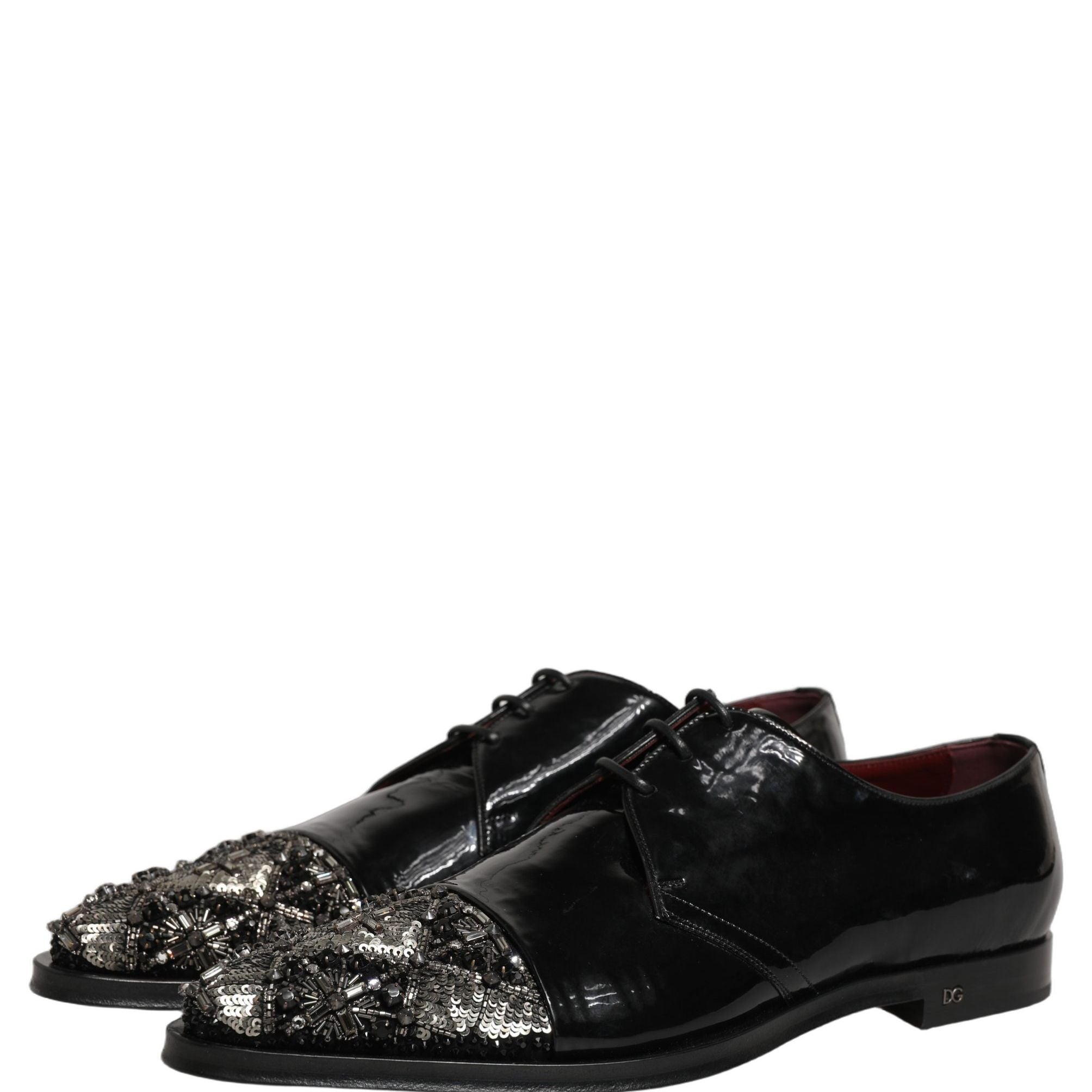 Dolce & Gabbana Black Embellished Derby Dress Formal Shoes