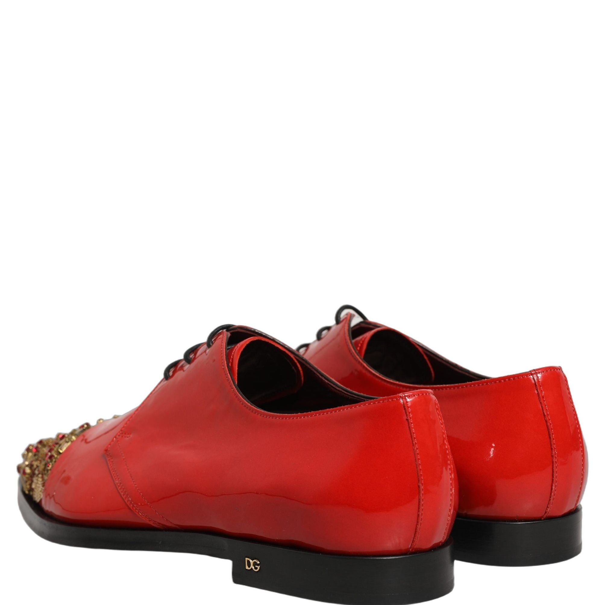 Dolce & Gabbana Red Embellished Men Derby Dress Formal Shoes