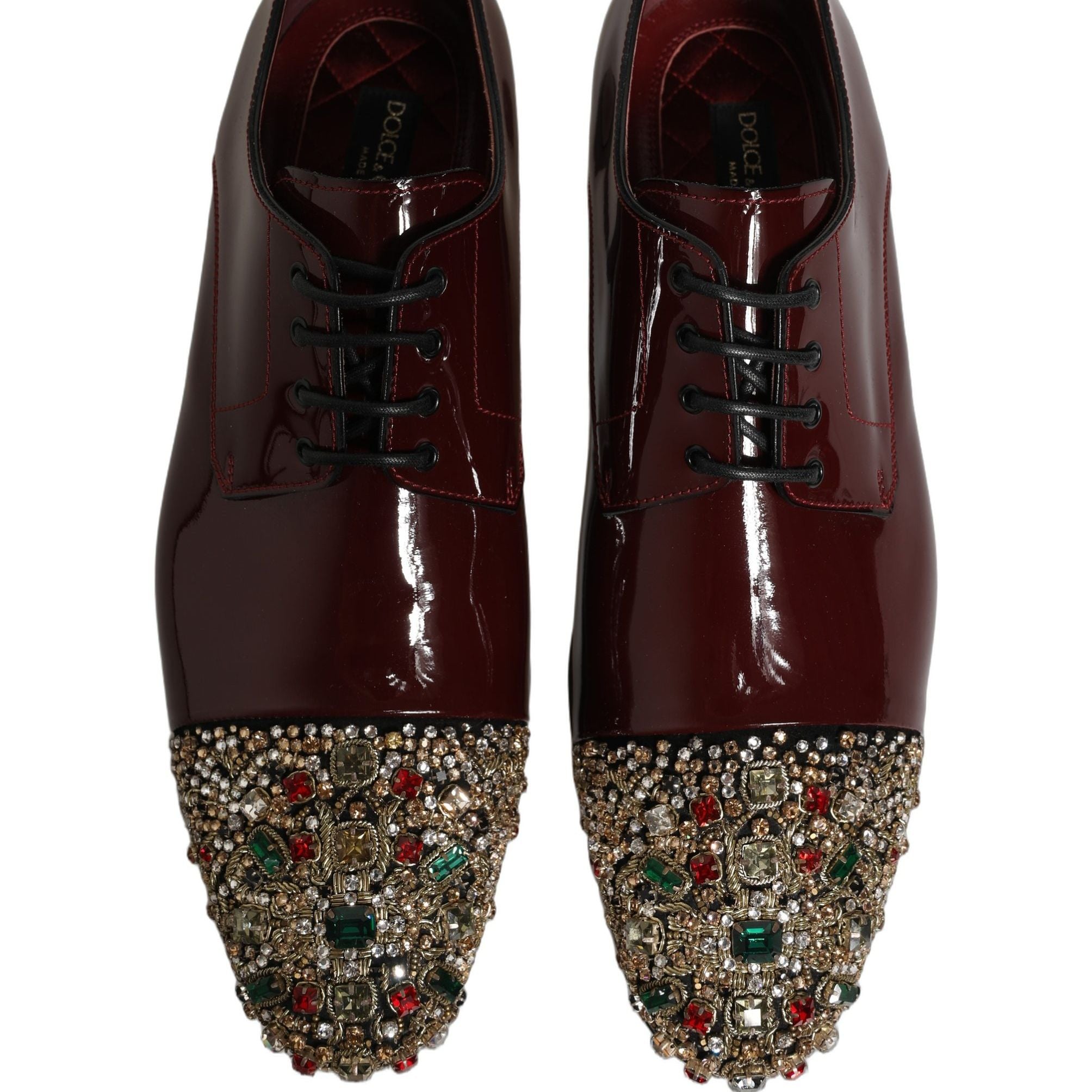 Dolce & Gabbana Maroon Embellished Derby Dress Formal Shoes