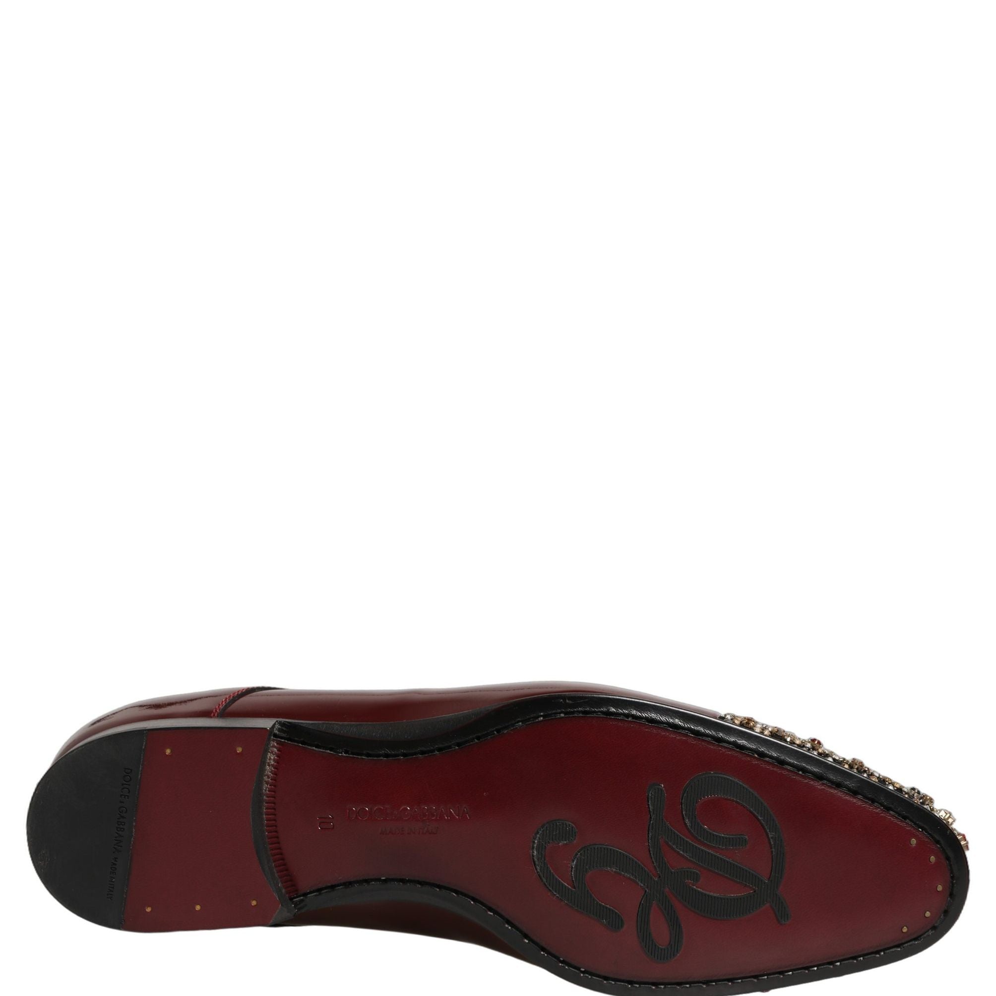 Dolce & Gabbana Maroon Embellished Derby Dress Formal Shoes