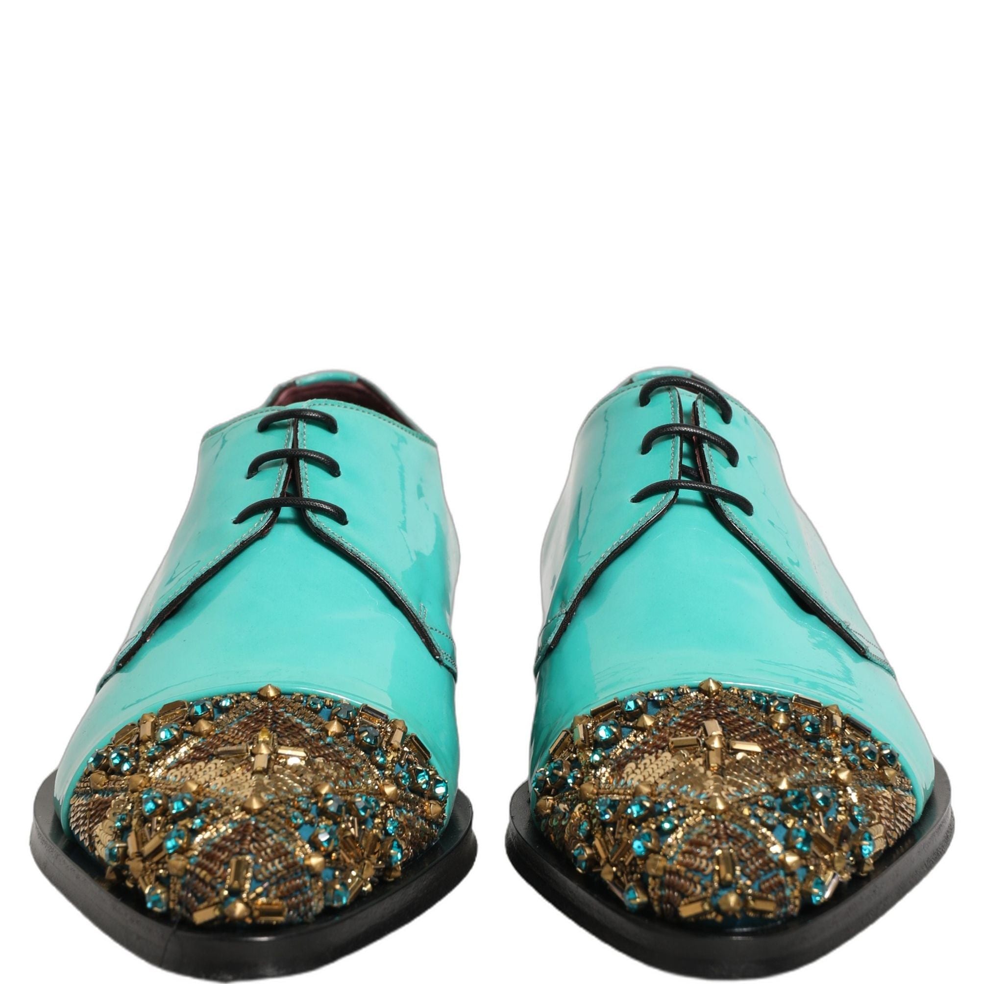 Dolce & Gabbana Aqua Blue Embellished Derby Dress Formal Shoes