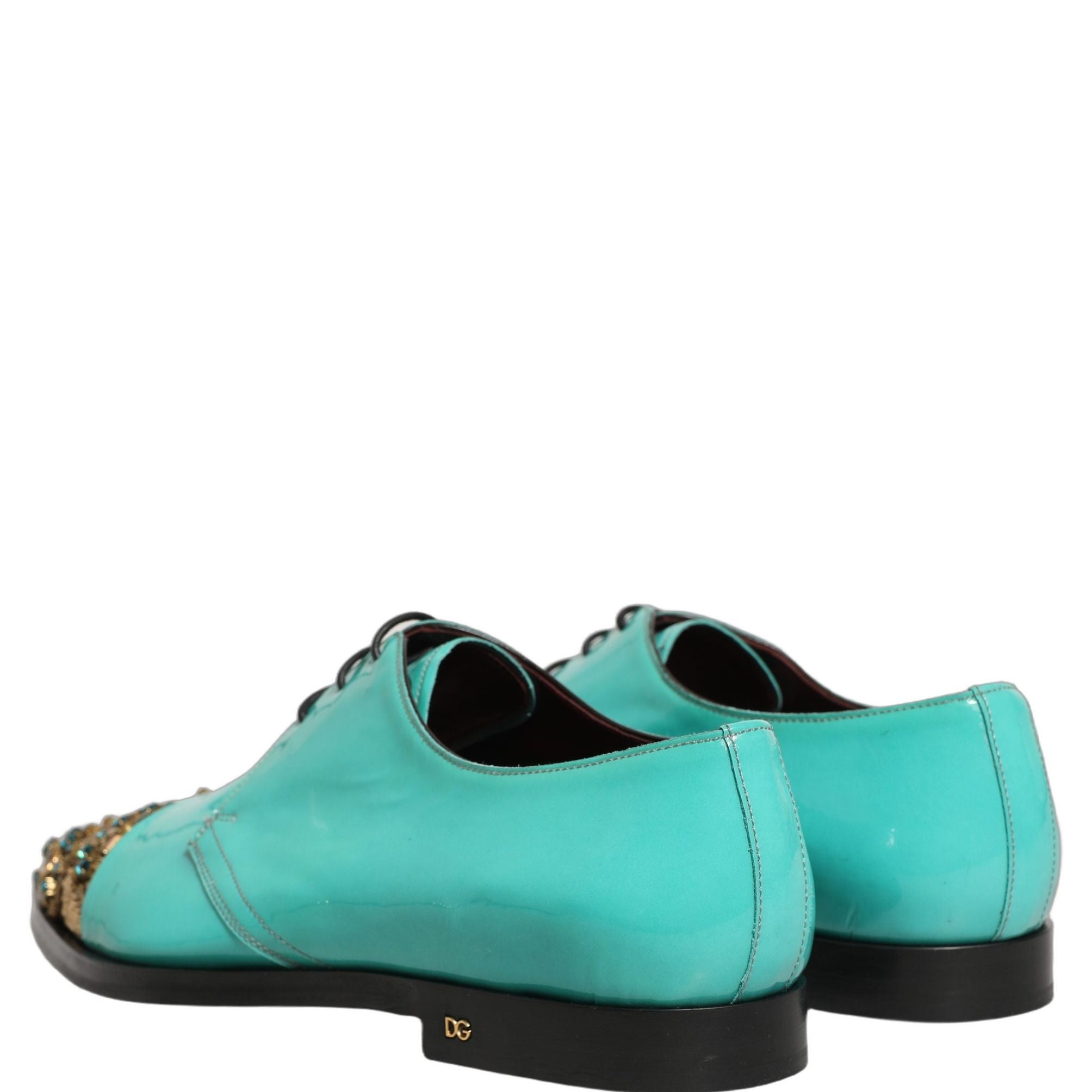 Dolce & Gabbana Aqua Blue Embellished Derby Dress Formal Shoes