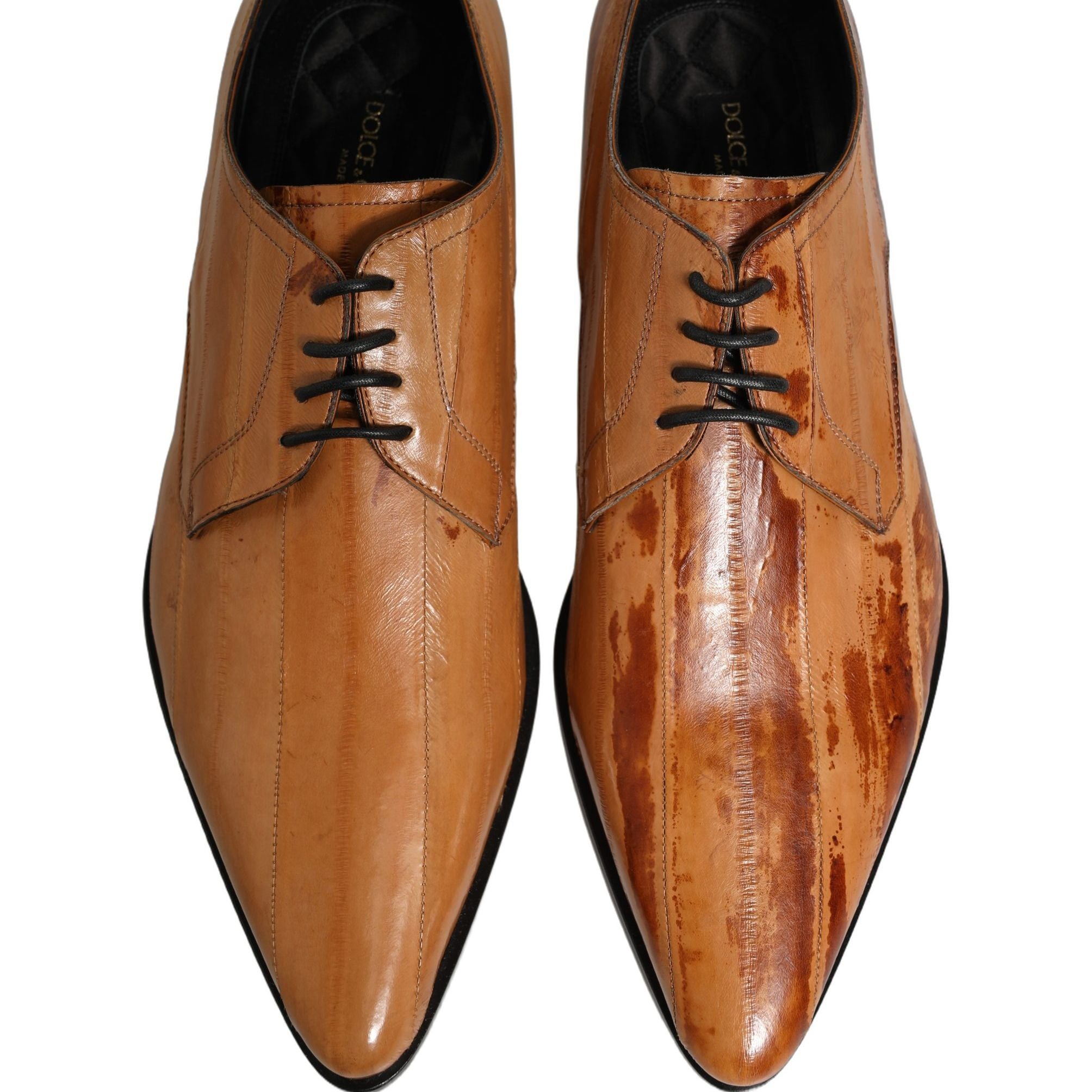 Dolce & Gabbana Brown Leather Lace Up Men Derby Dress Shoes