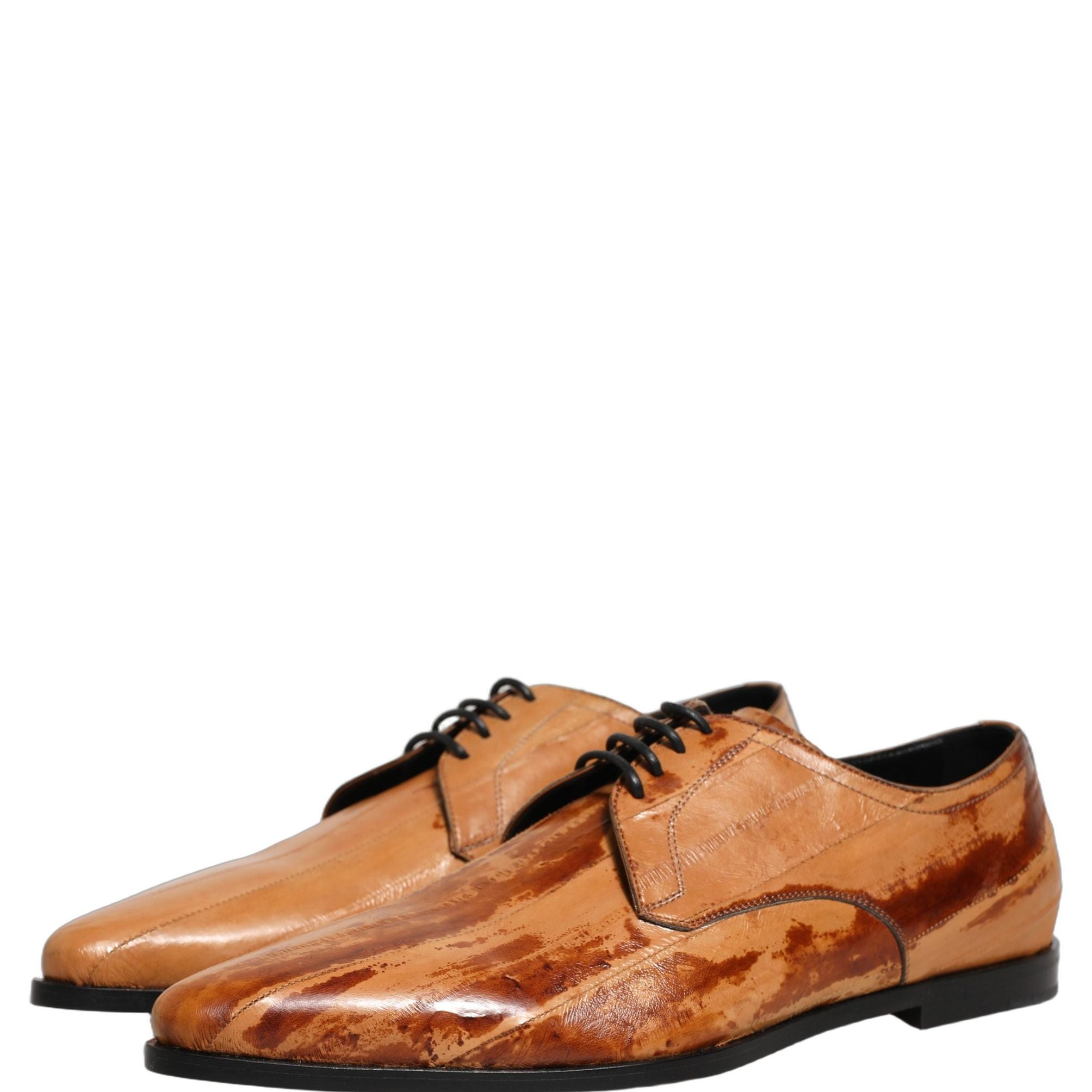 Dolce & Gabbana Brown Leather Lace Up Men Derby Dress Shoes