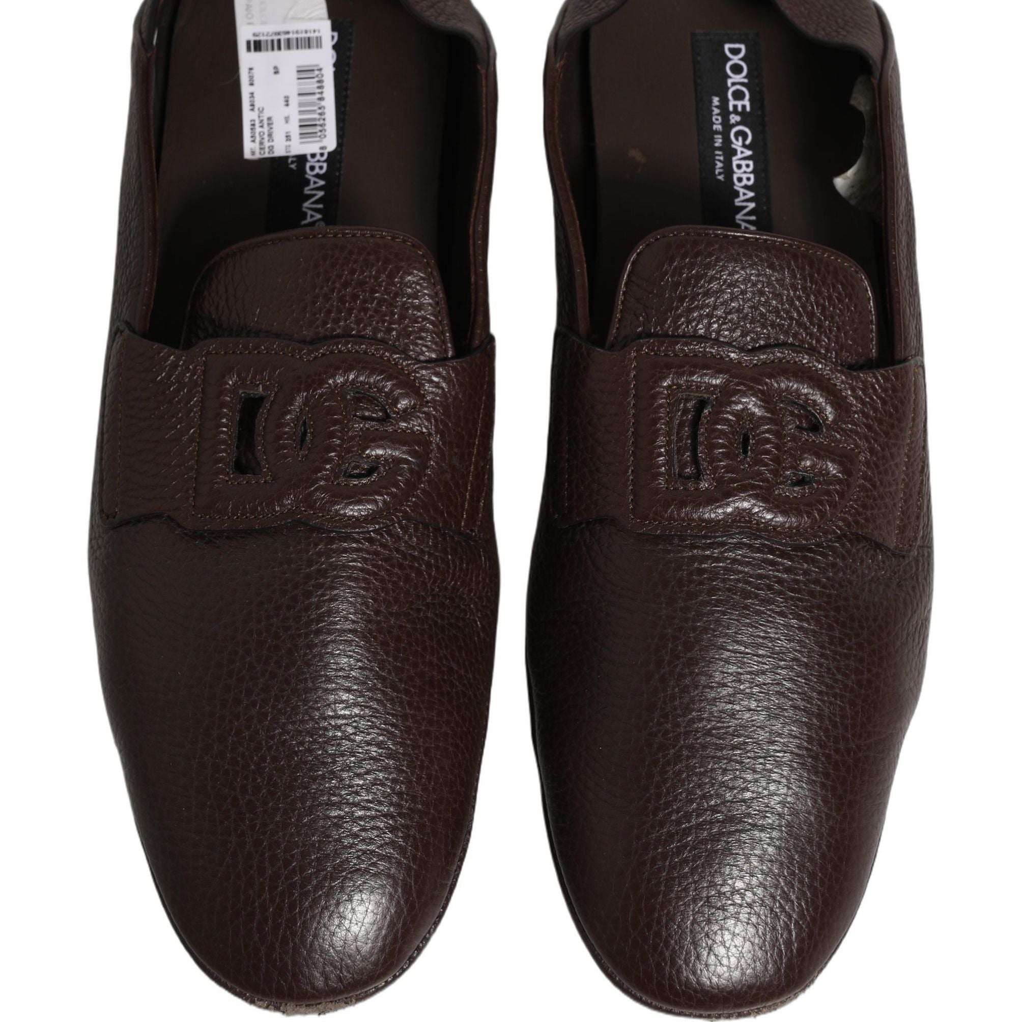 Dolce & Gabbana Brown Deerskin Leather Driver Loafers Shoes